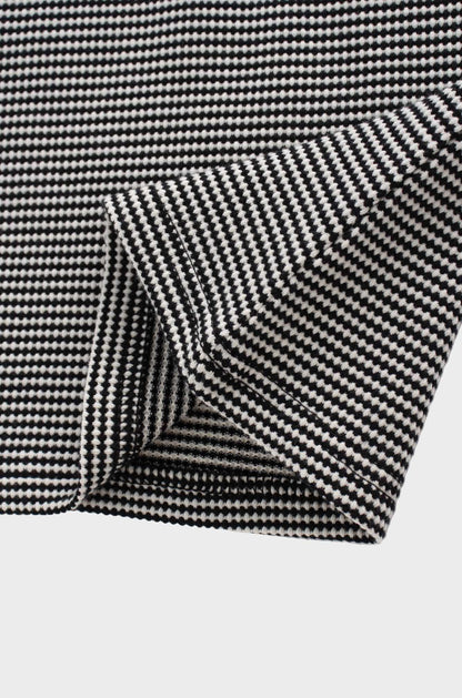 Waffle Striped Crew Tee-Black/White
