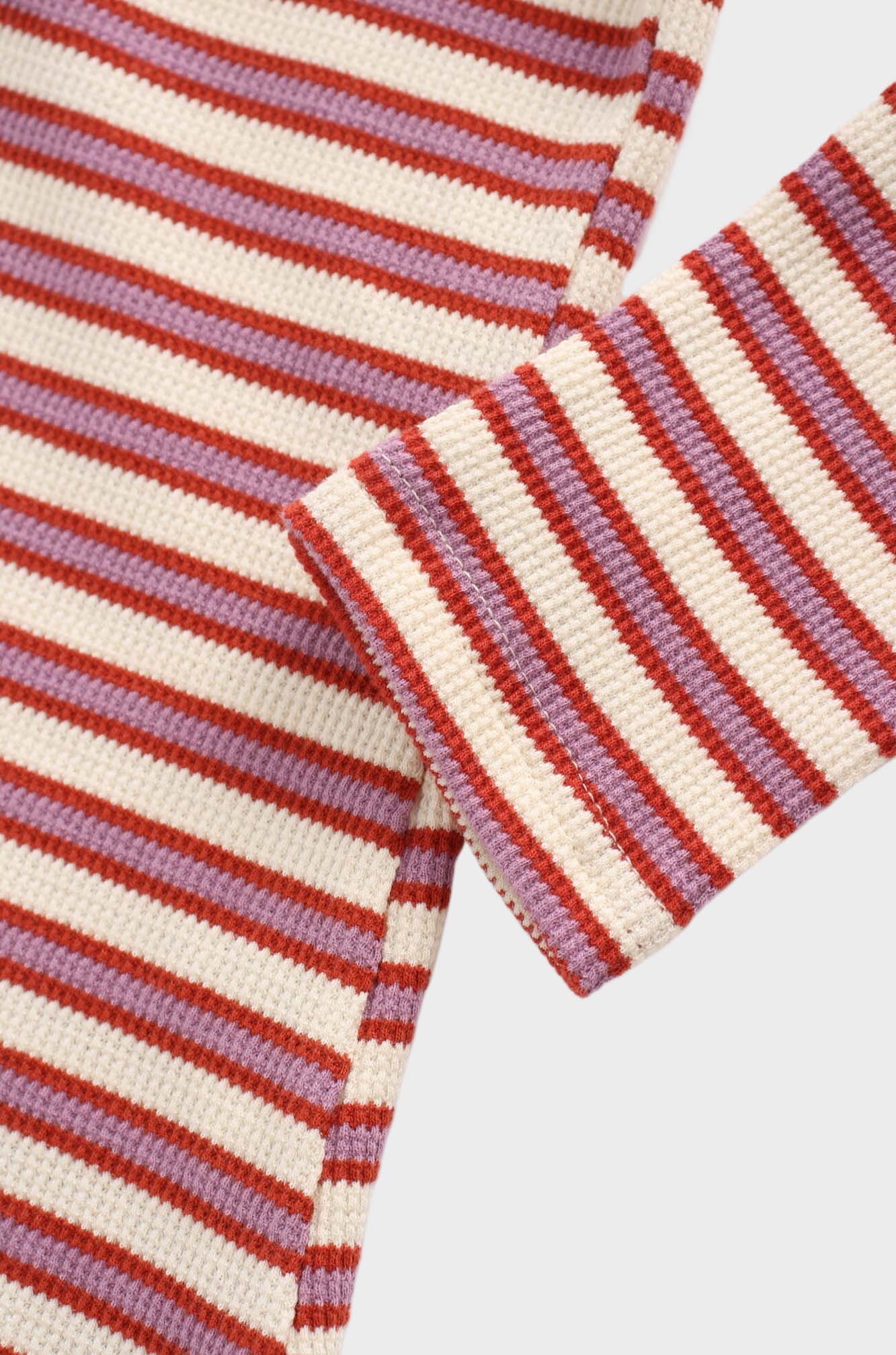 Waffle Striped Crew Tee-Cream/Berry/Lilac