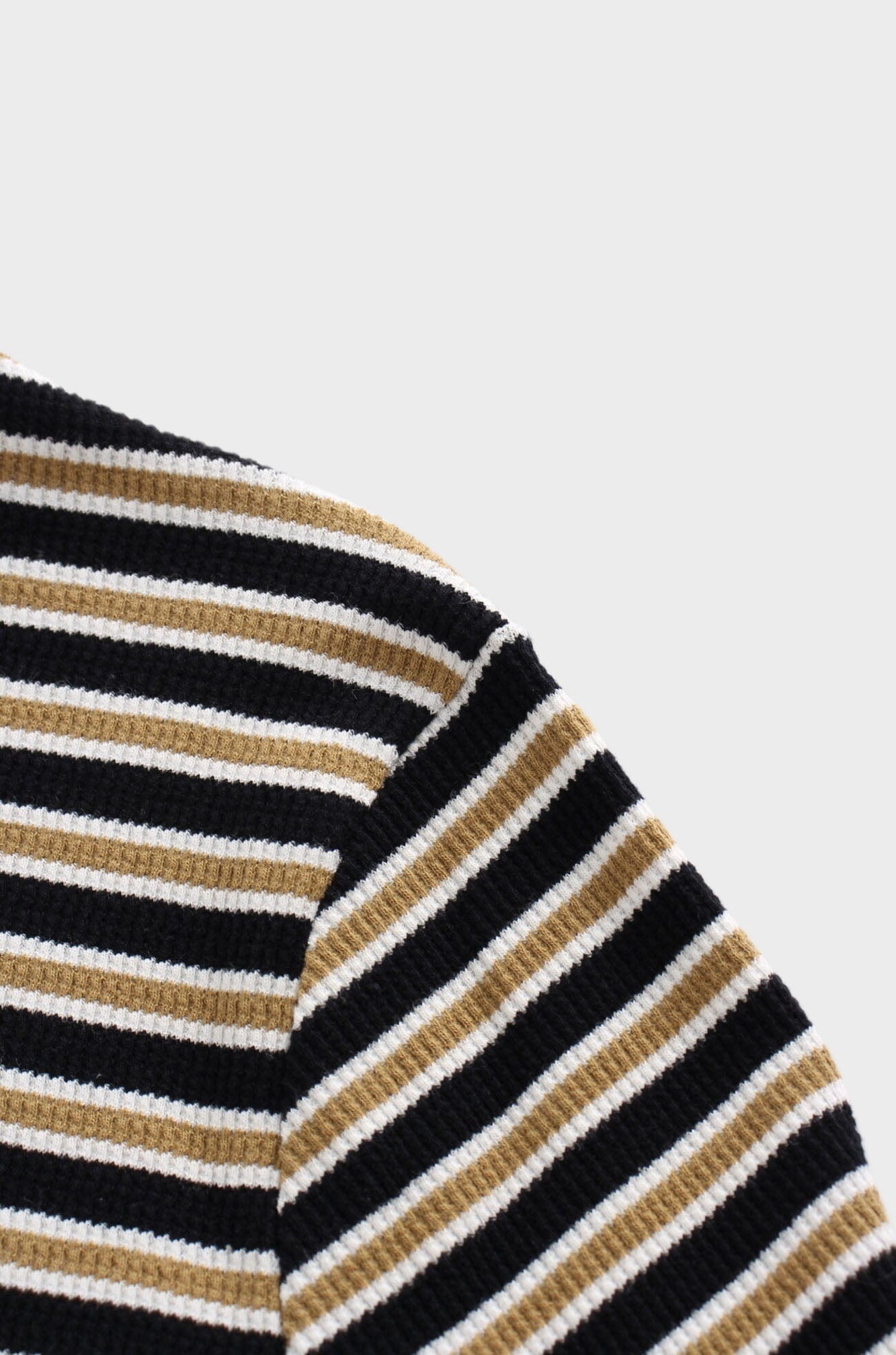 Waffle Striped Crew Tee-Black/White/Gold