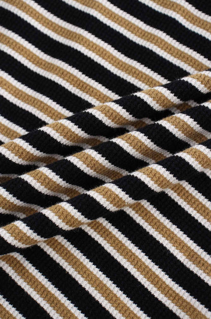 Waffle Striped Crew Tee-Black/White/Gold