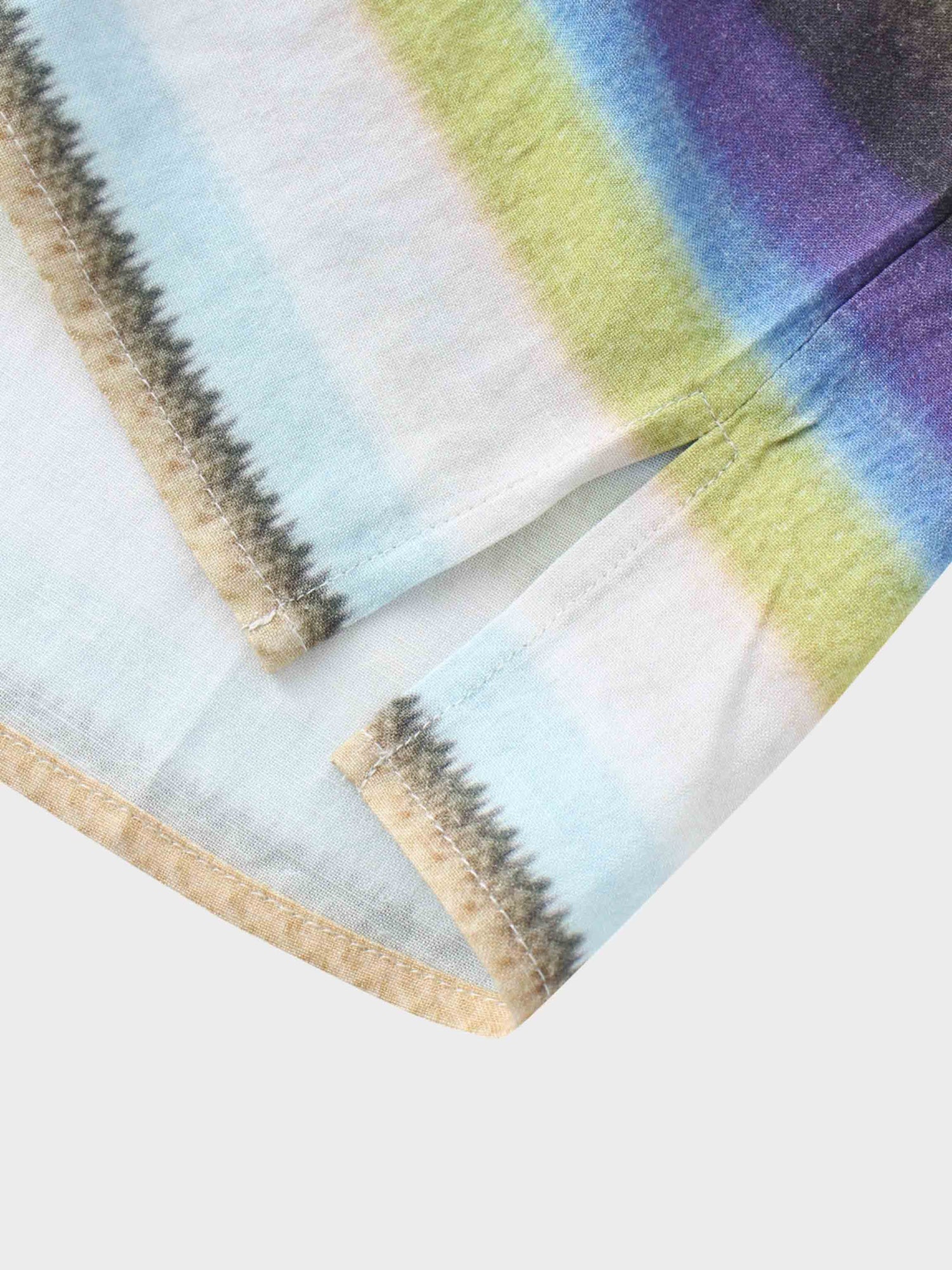 Linen Blend Crop Swing Top-Ombre Stripe