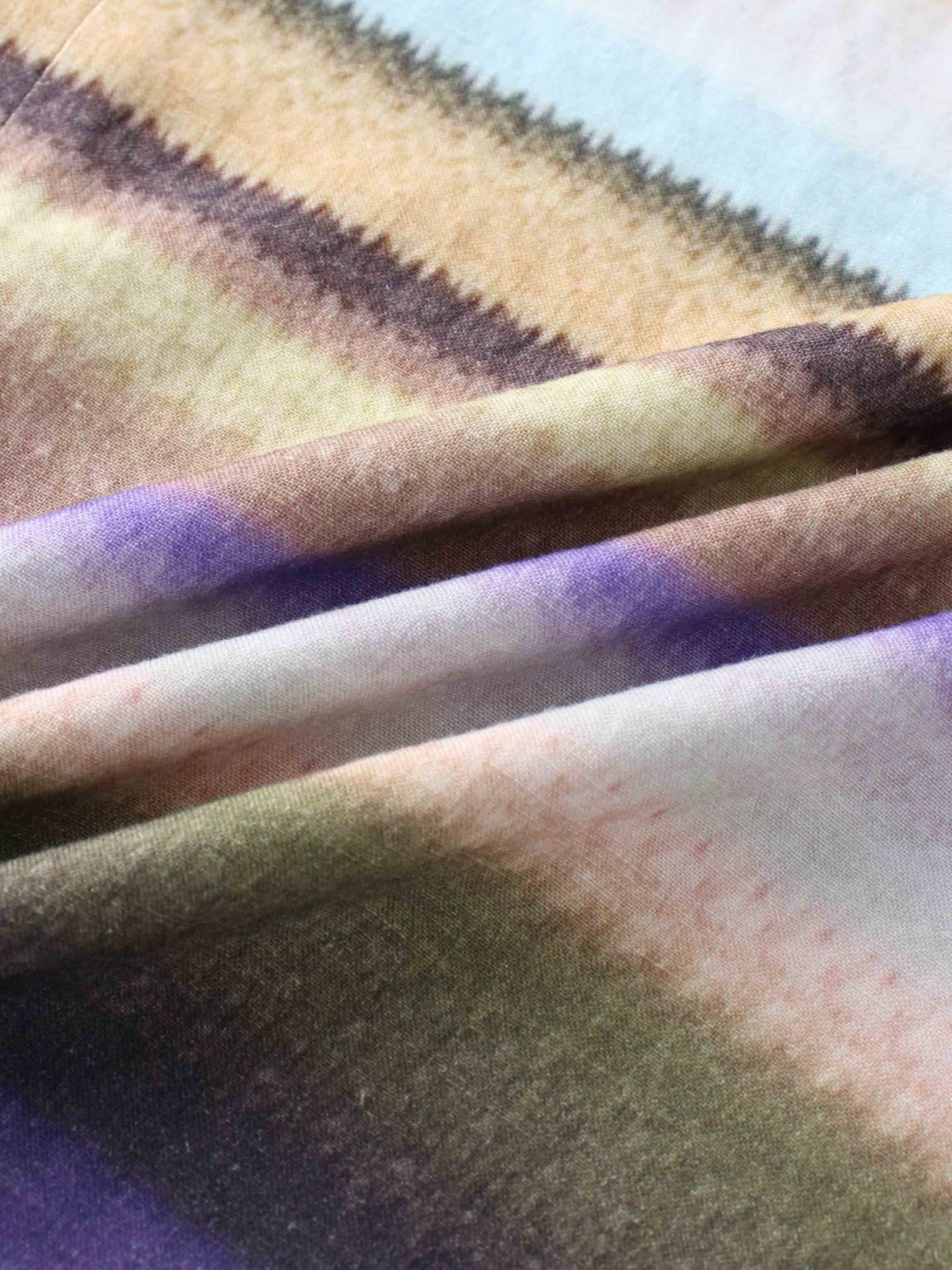 Linen Blend Crop Swing Top-Ombre Stripe