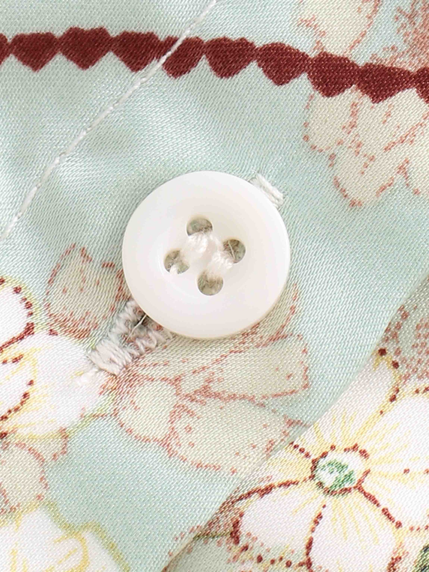 Button Down Flare Dress-Mint Floral Patchwork