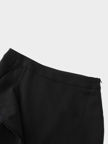 Side Ruffle Skirt-Black