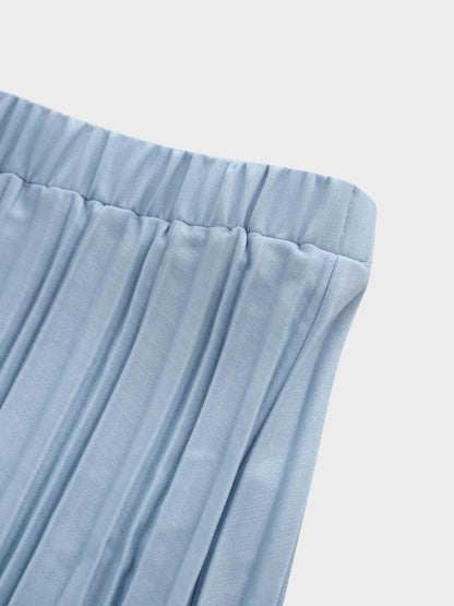 Thin Pleated Skirt-Light Blue