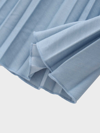 Thin Pleated Skirt-Light Blue