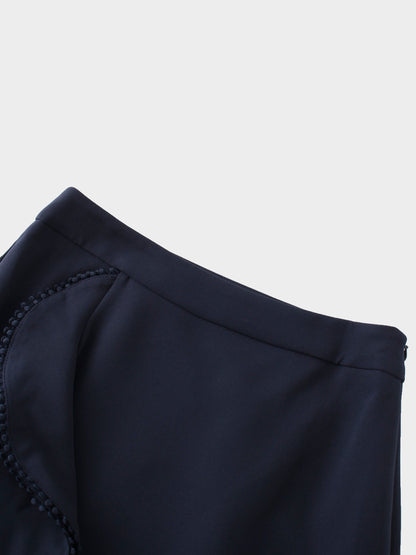 Side Ruffle Skirt-Navy