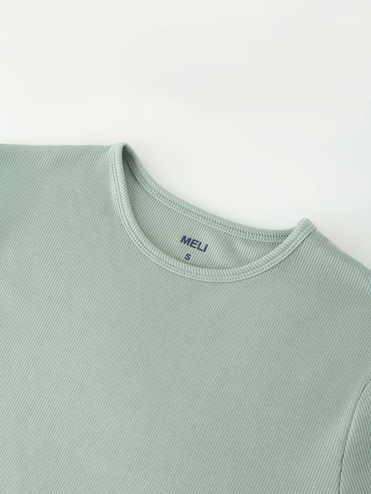 CLASSIC RIBBED CREW TEE 3Q-SAGE