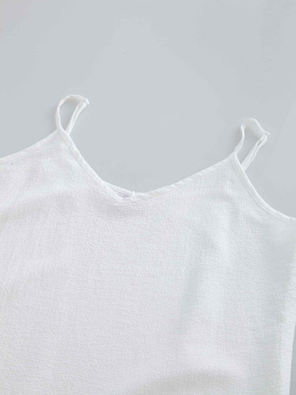 Textured Slip Dress-White