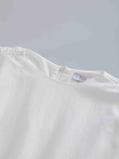 Textured Bubble Top-White