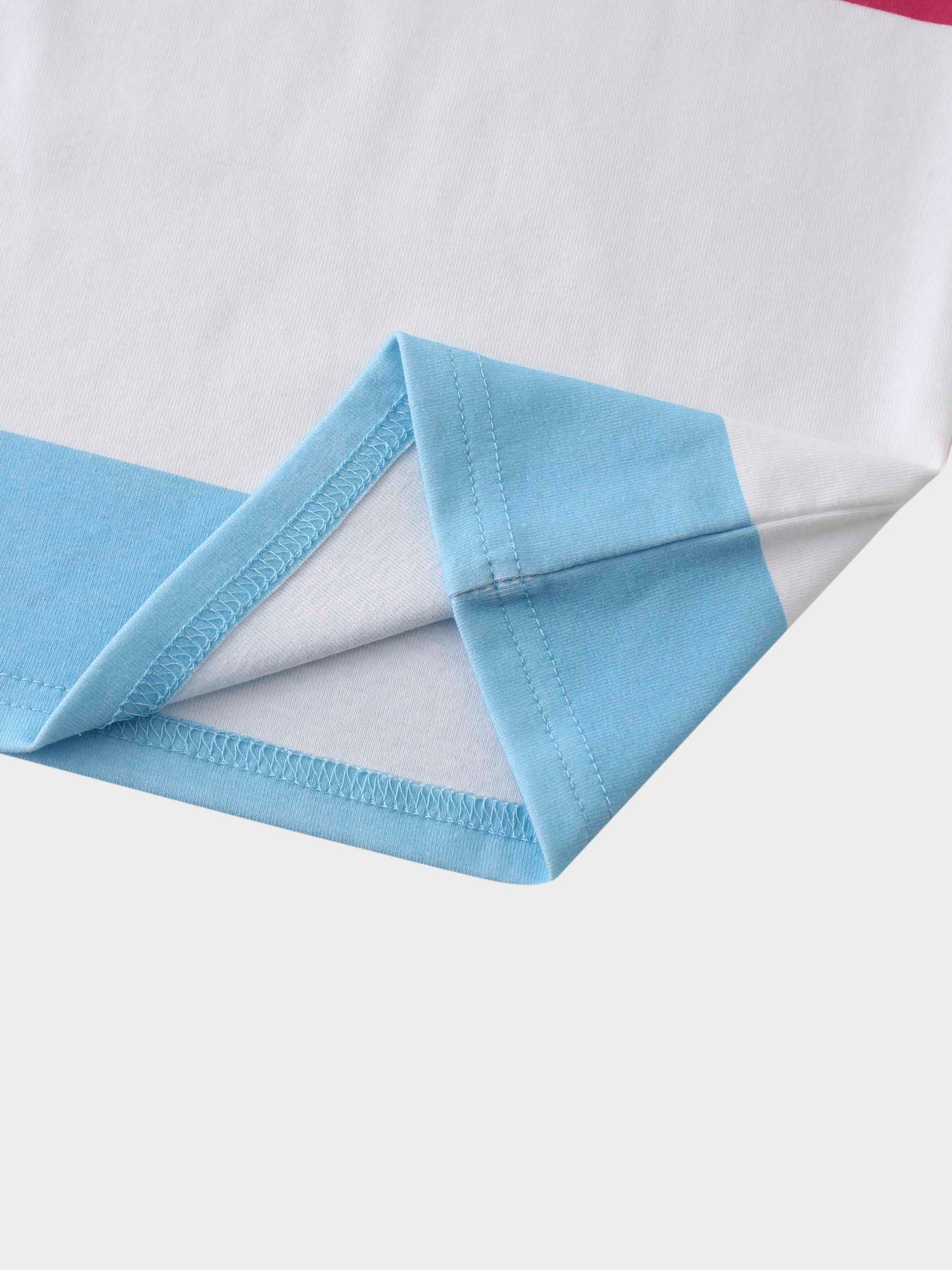 Printed Collar Snap Tee-Rugby Stripe