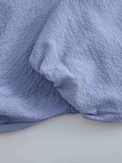 Textured Bubble Top-Denim Blue