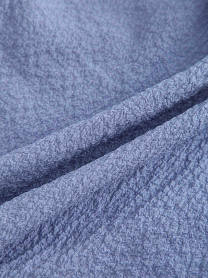 Textured Bubble Top-Denim Blue