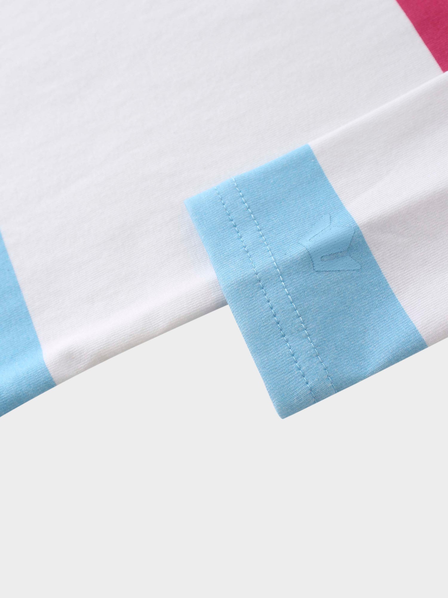 Printed Collar Snap Tee-Rugby Stripe