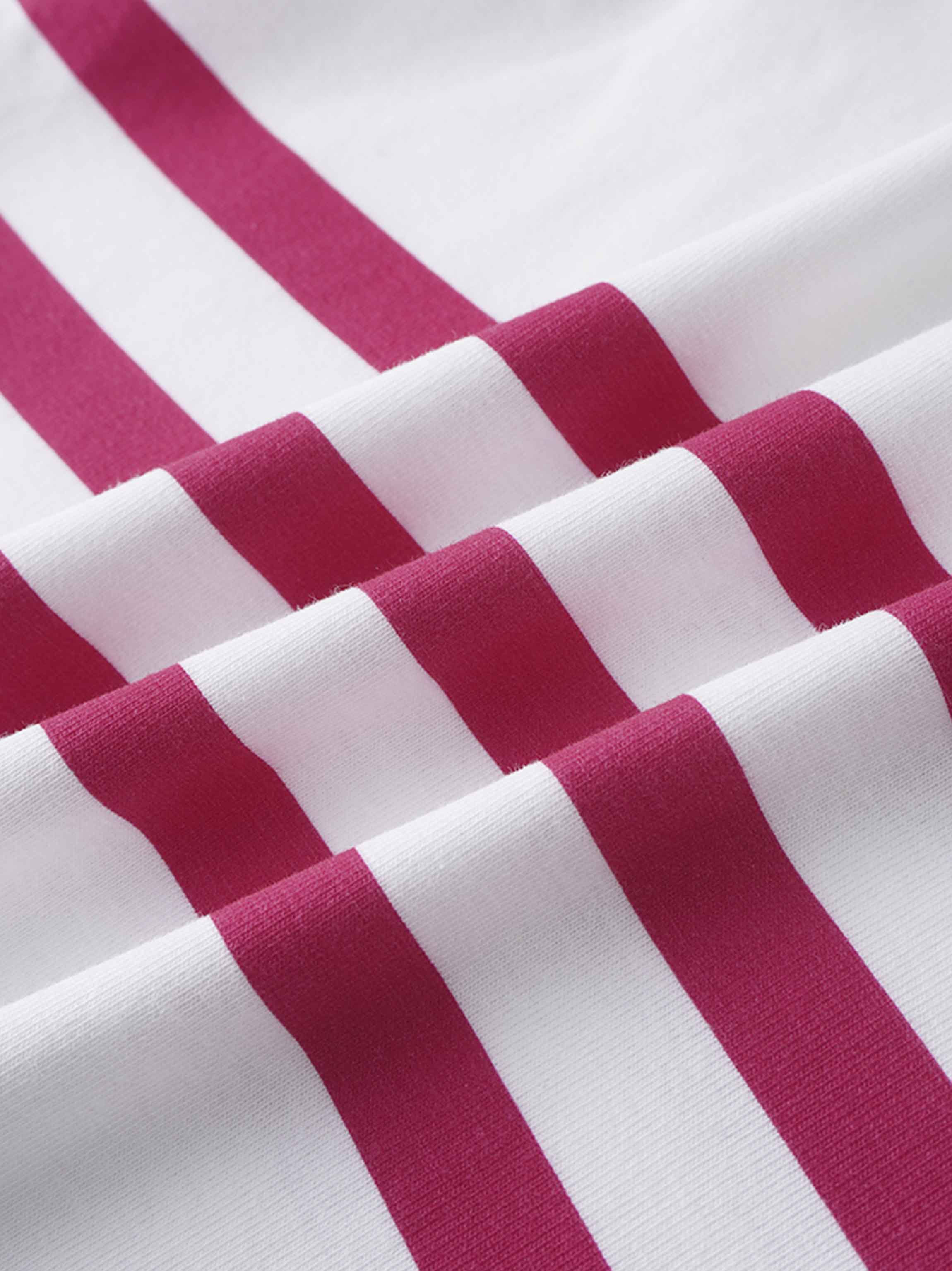 Printed Collar Snap Tee-Rugby Stripe