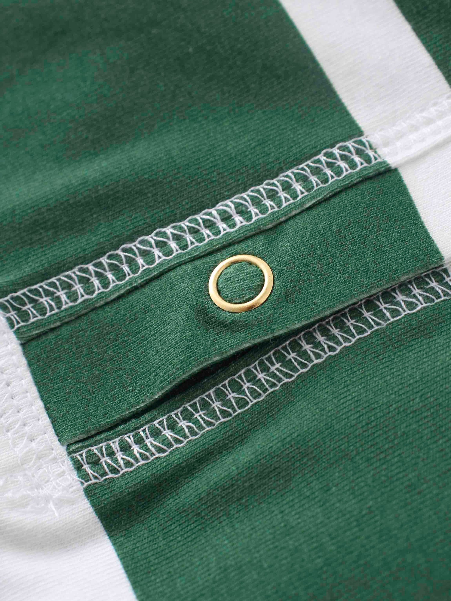 Printed Collar Snap Tee-Rugby Stripe