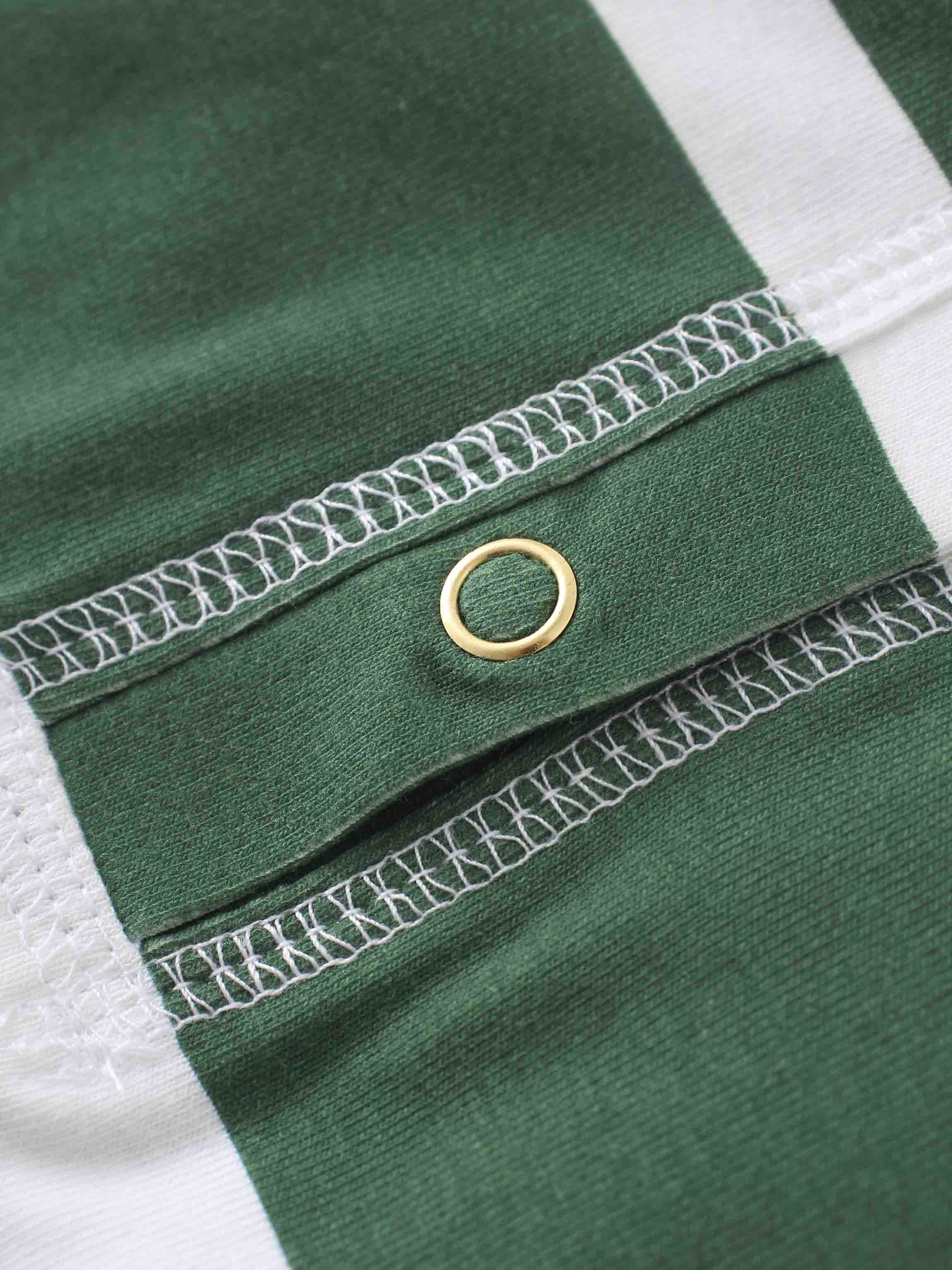 Printed Collar Snap Tee-Rugby Stripe