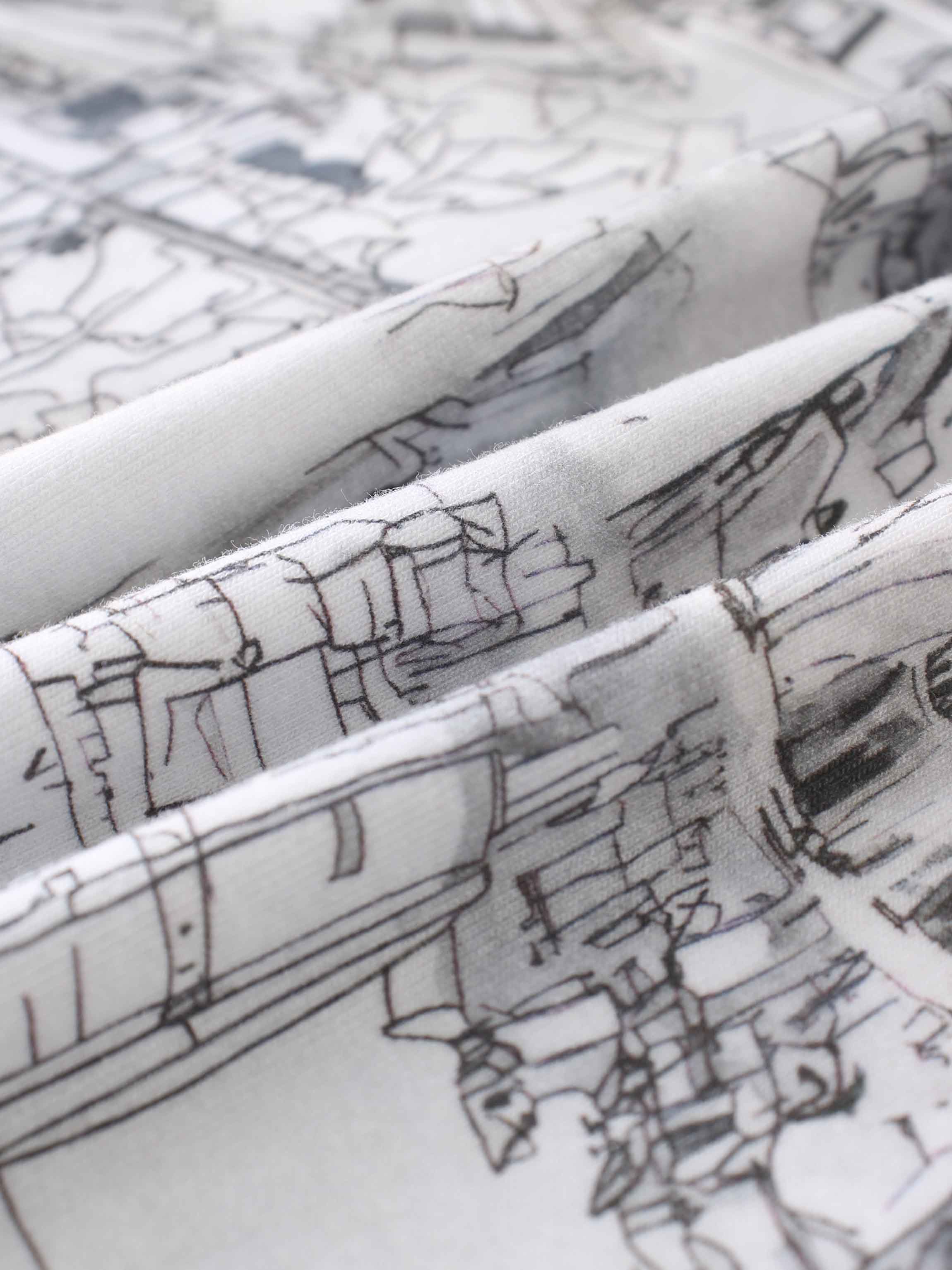 Printed Collar Snap Tee-Sketch