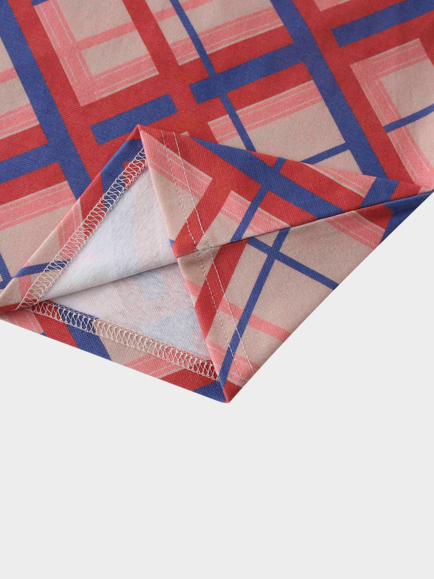 Printed Collar Snap Tee-Mix Plaid