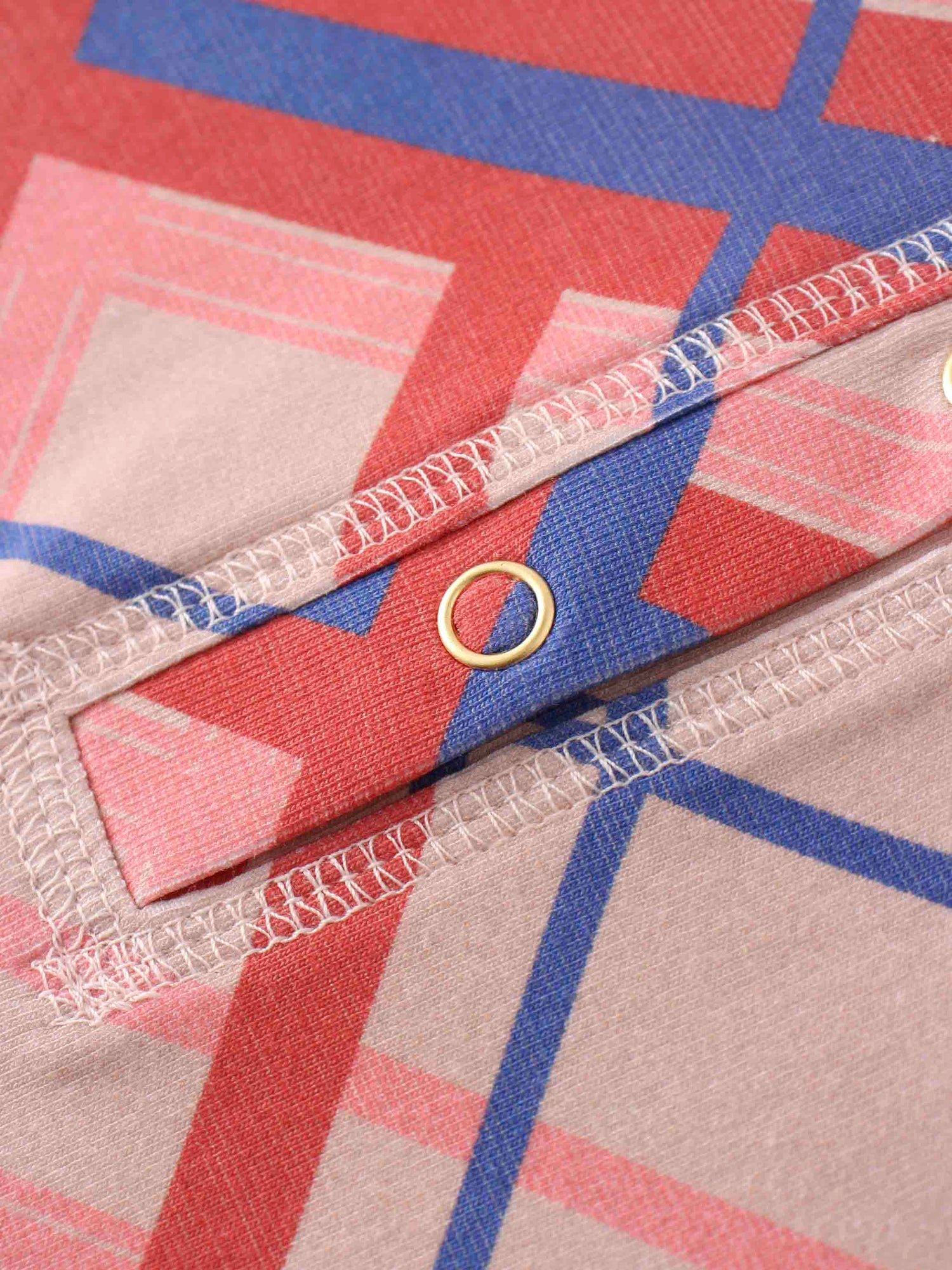 Printed Collar Snap Tee-Mix Plaid