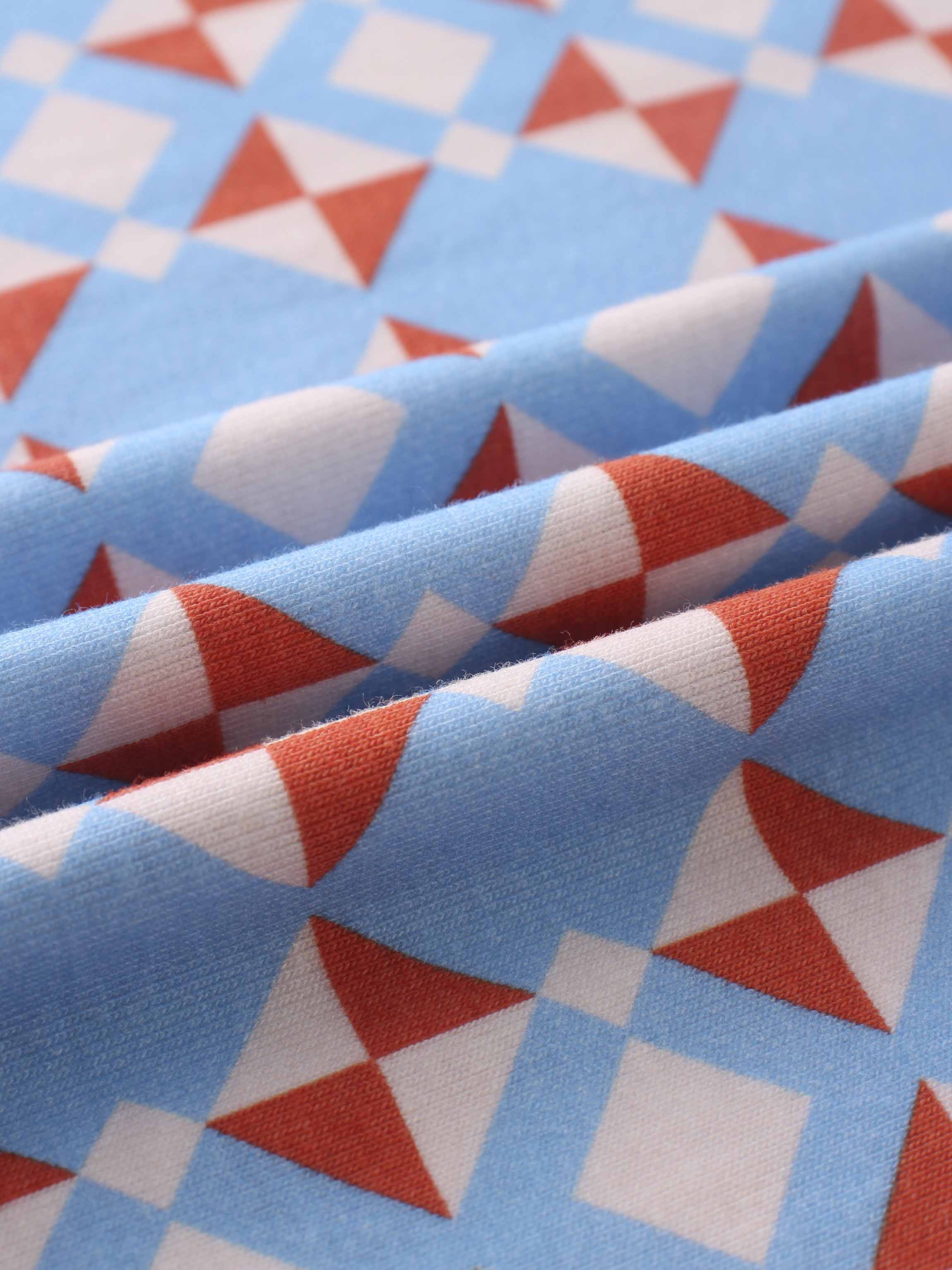 Printed Collar Snap Tee-Kaleidoscope Geo