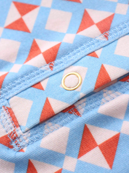 Printed Collar Snap Tee-Kaleidoscope Geo