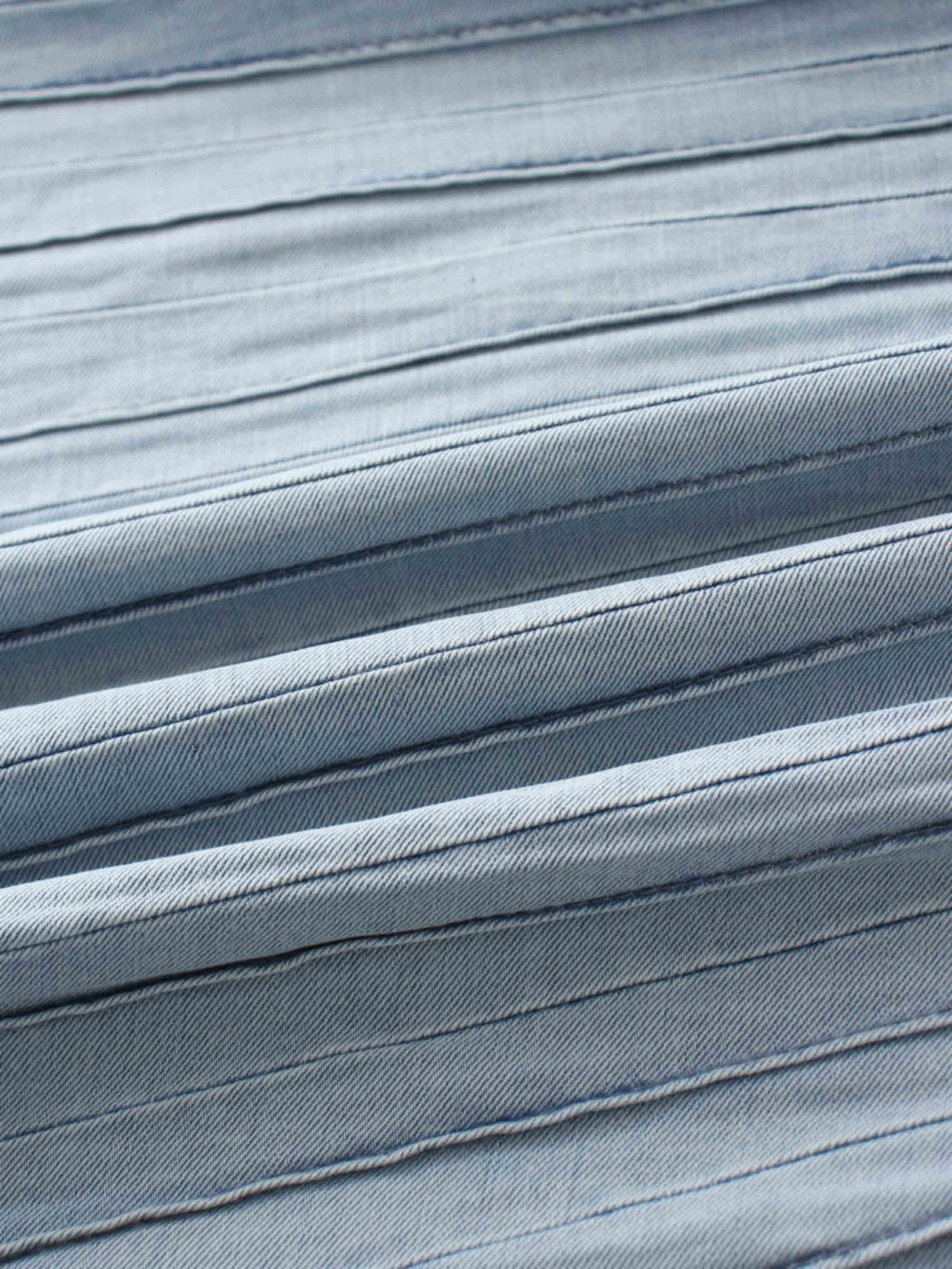 Stitched Micro Pleat Denim Skirt-Light Blue