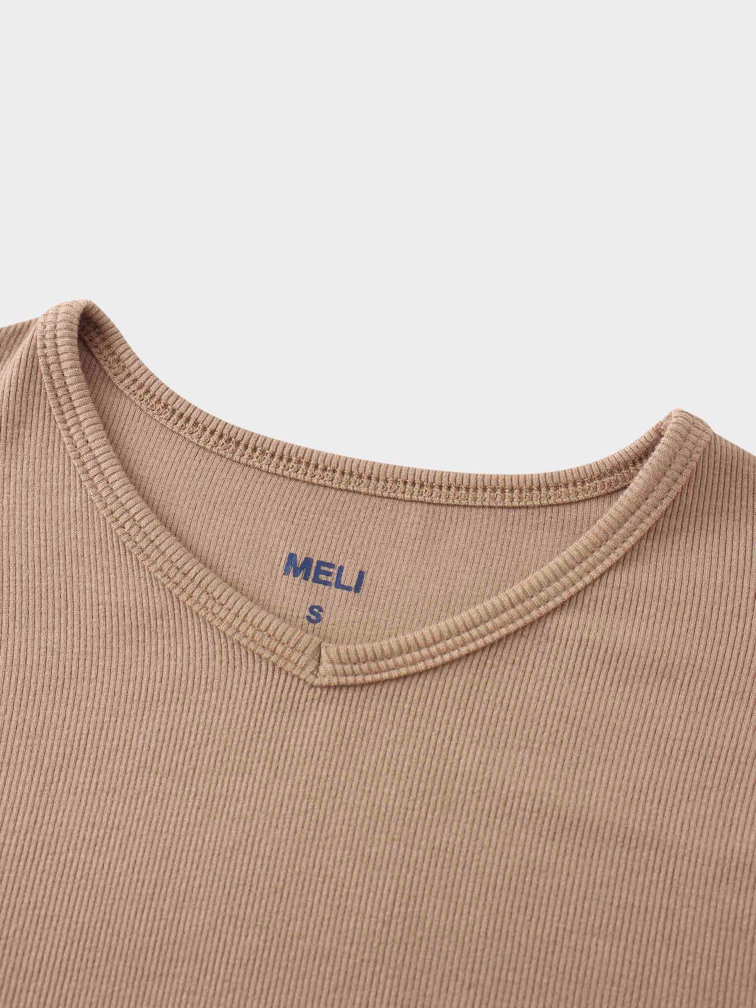 RIBBED HIGH V LS-TAUPE