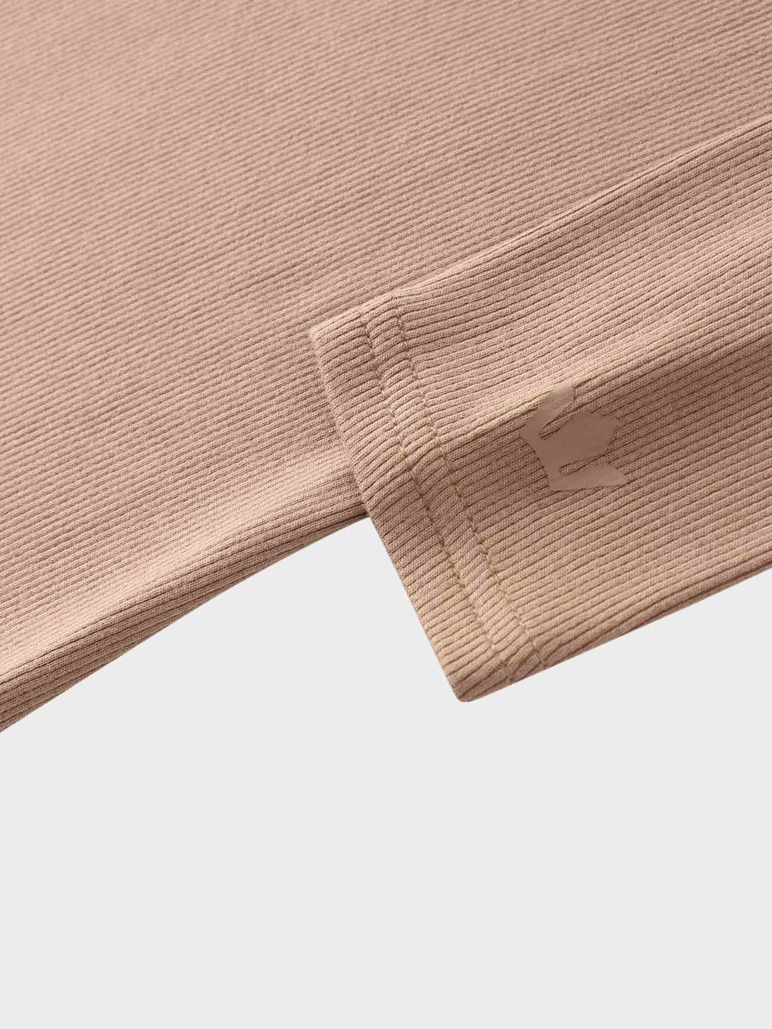 RIBBED HIGH V LS-TAUPE