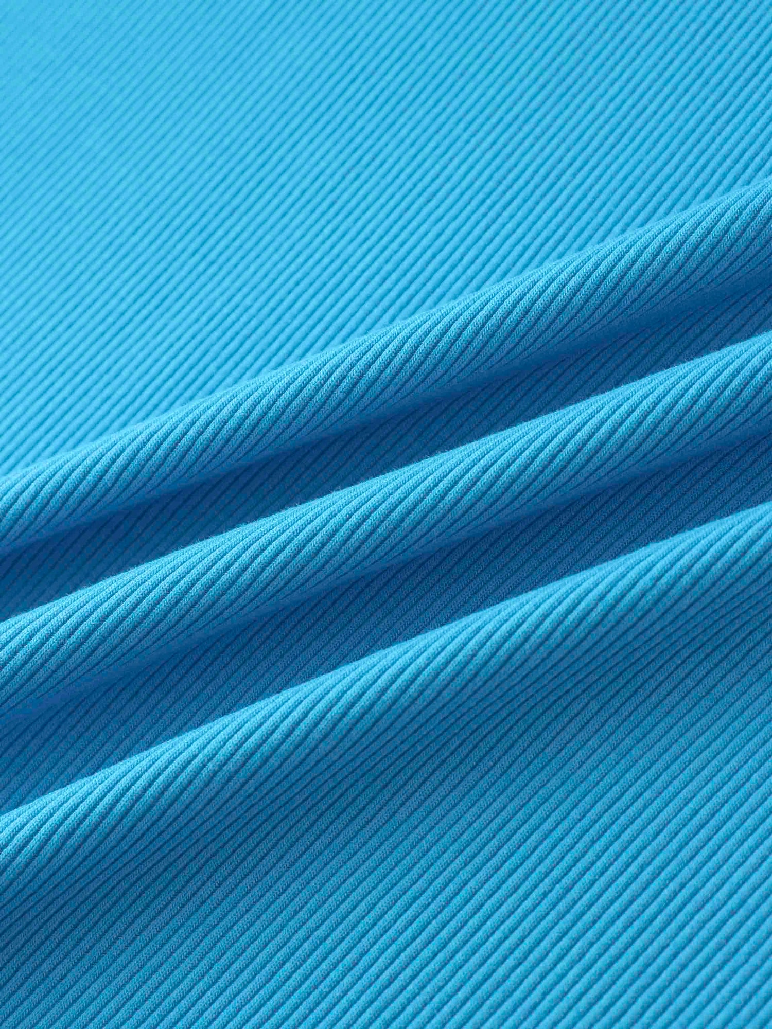 RIBBED HIGH V TEE LS-SKY BLUE