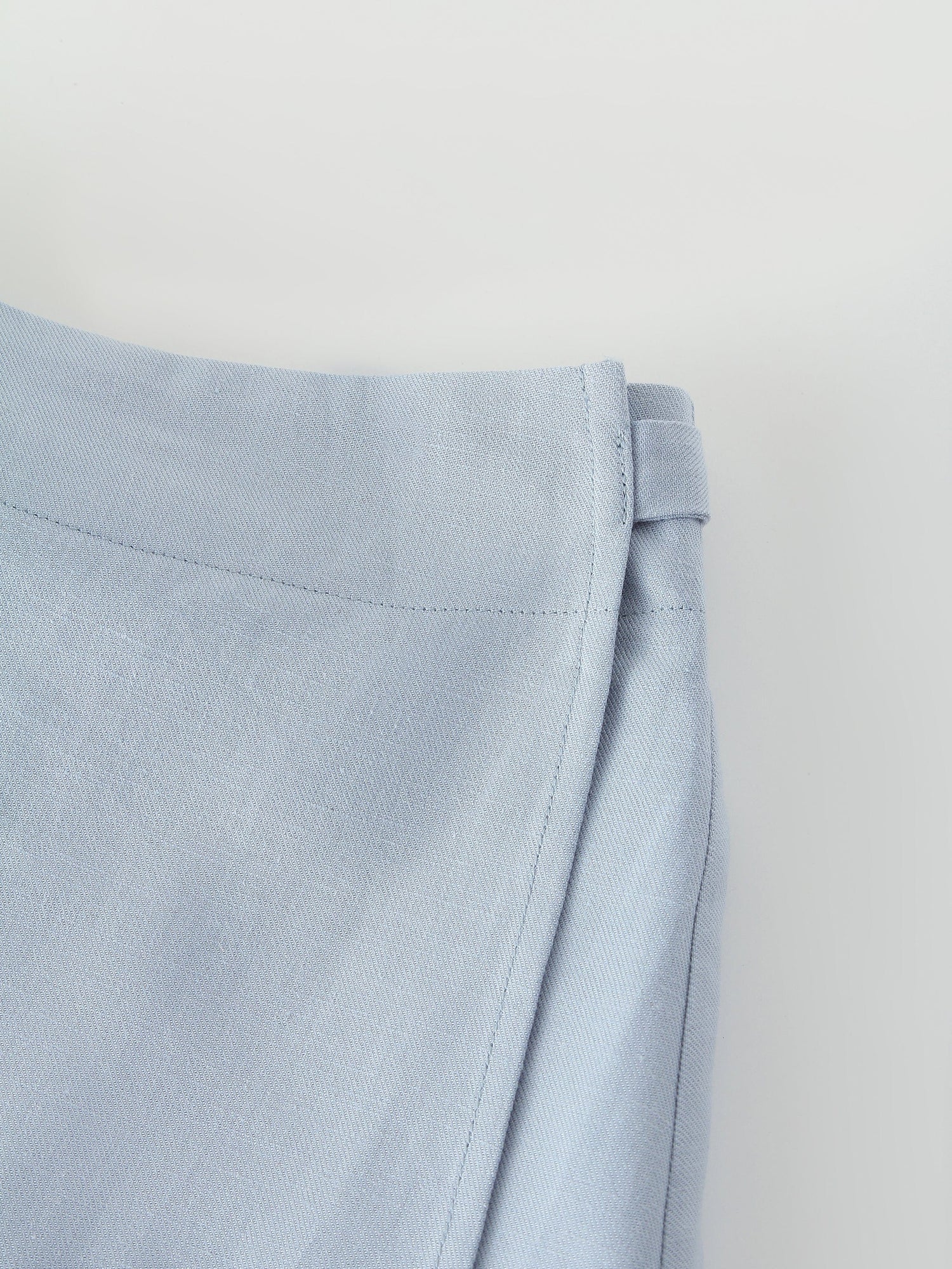 Linen Wrap Skirt-Light Blue