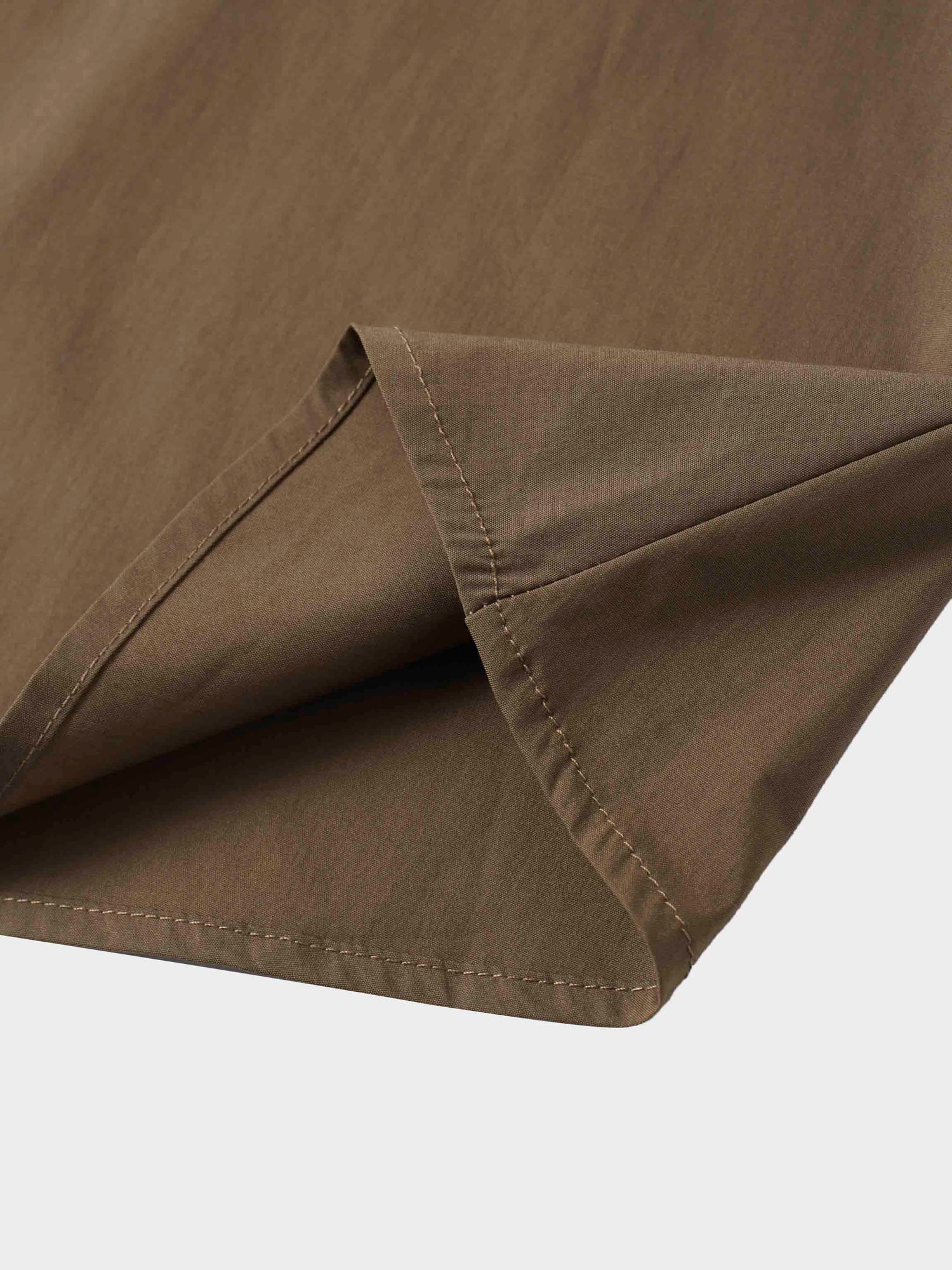 Button Down Cotton Blend Skirt-Brown