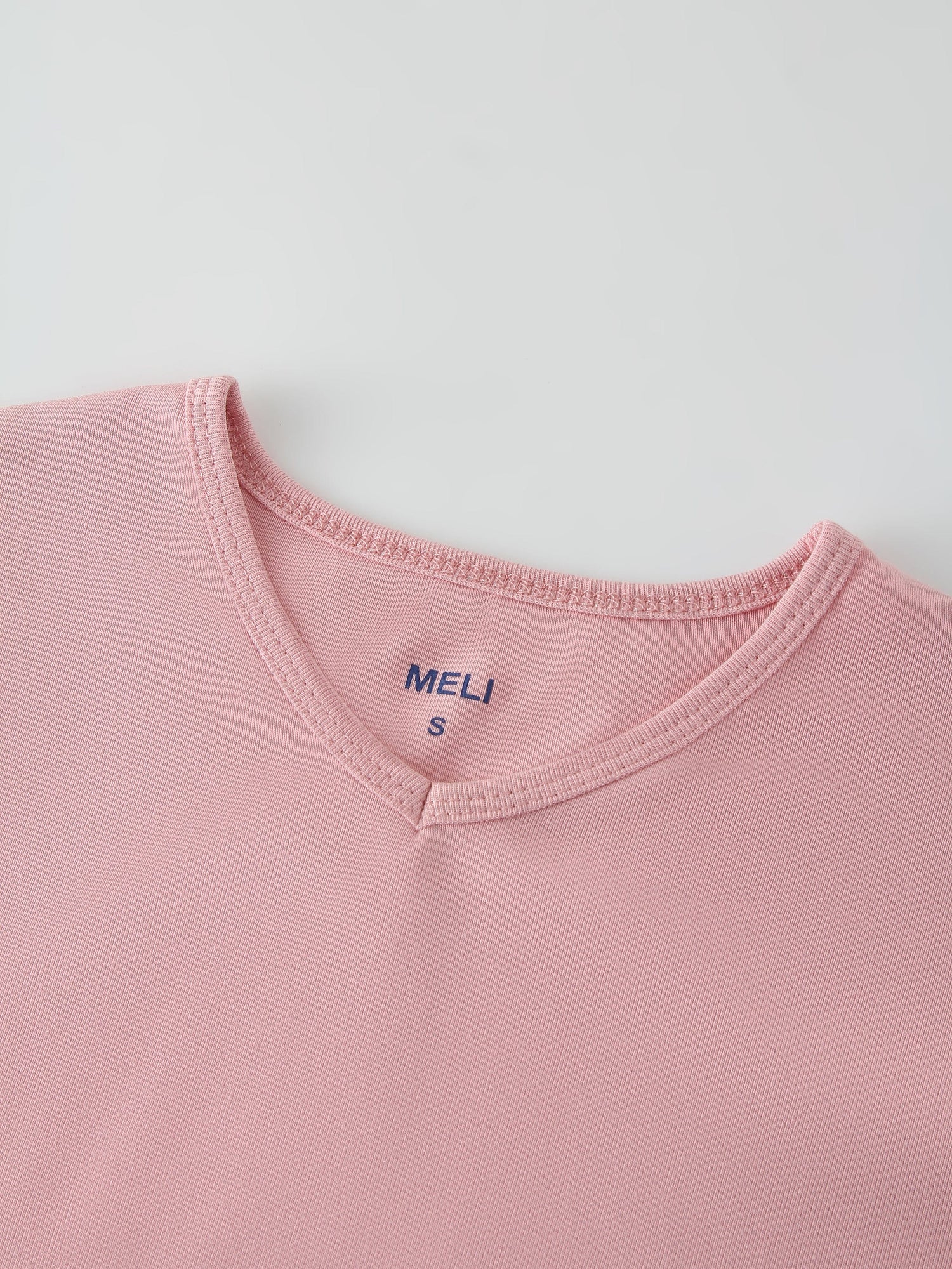 Basic High V Tee LS-Rose