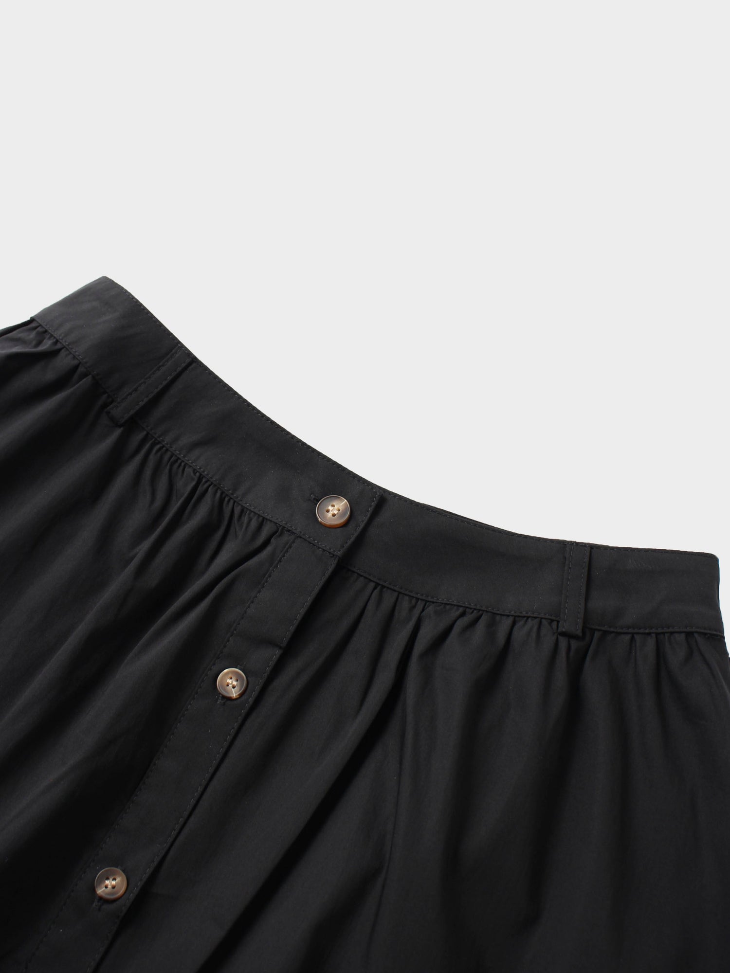 Button Down Cotton Blend Skirt-Black