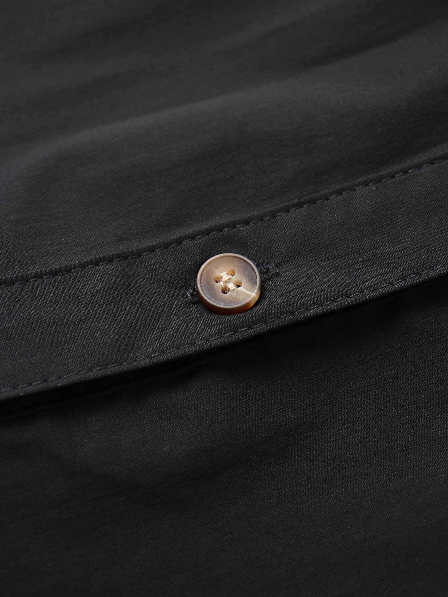 Button Down Cotton Blend Skirt-Black