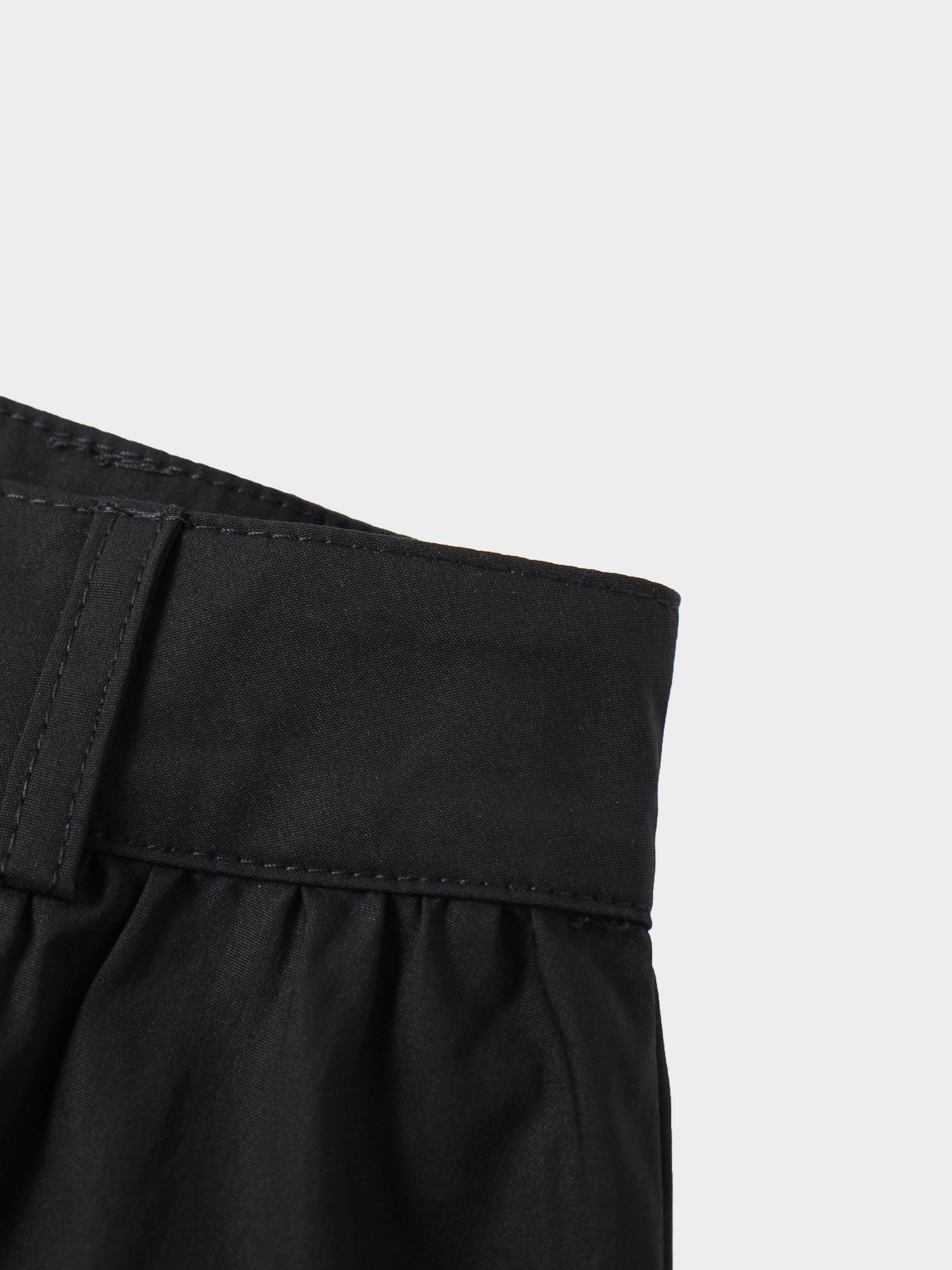 Button Down Cotton Blend Skirt-Black