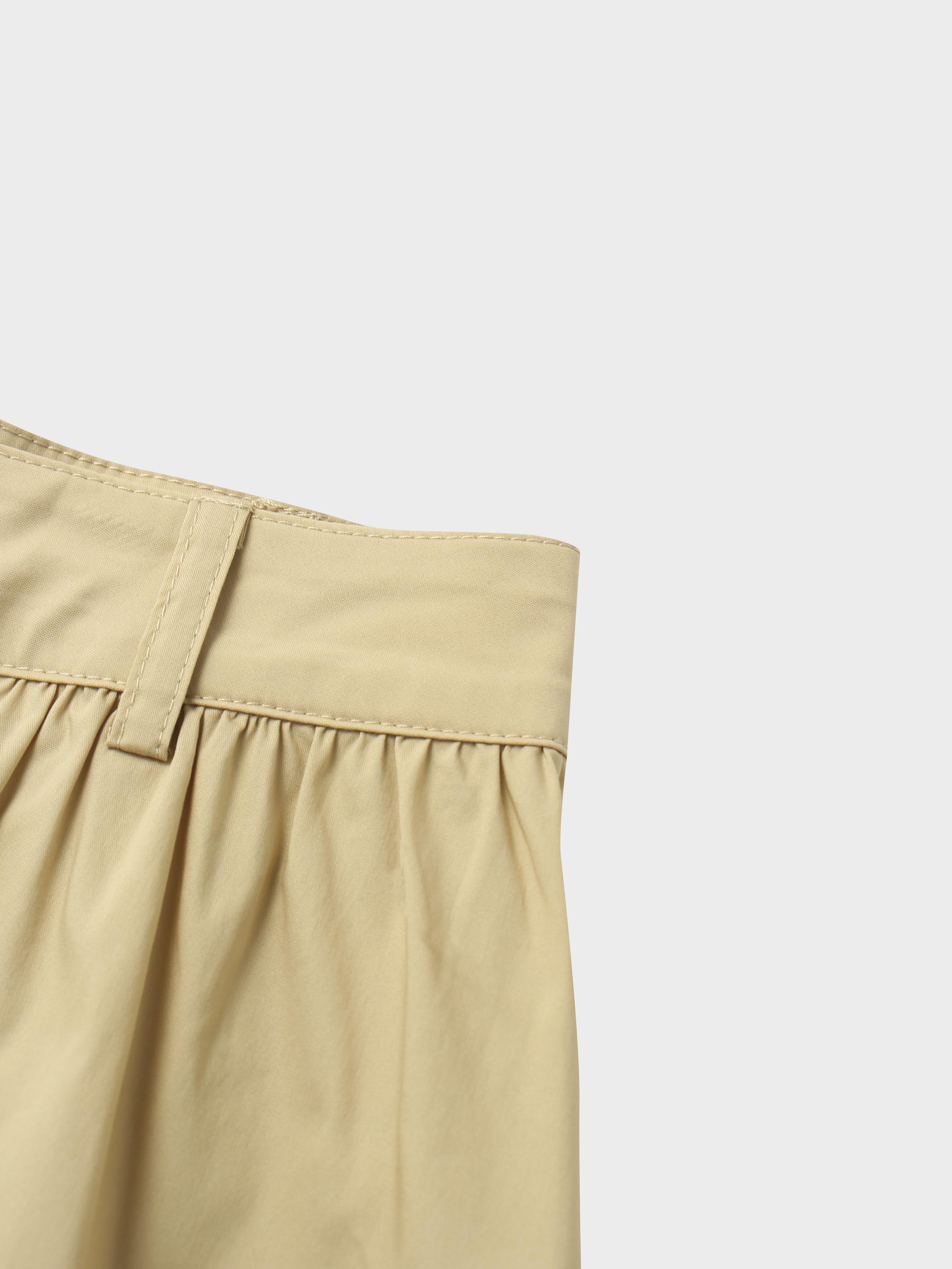 Button Down Cotton Blend Skirt-Tan