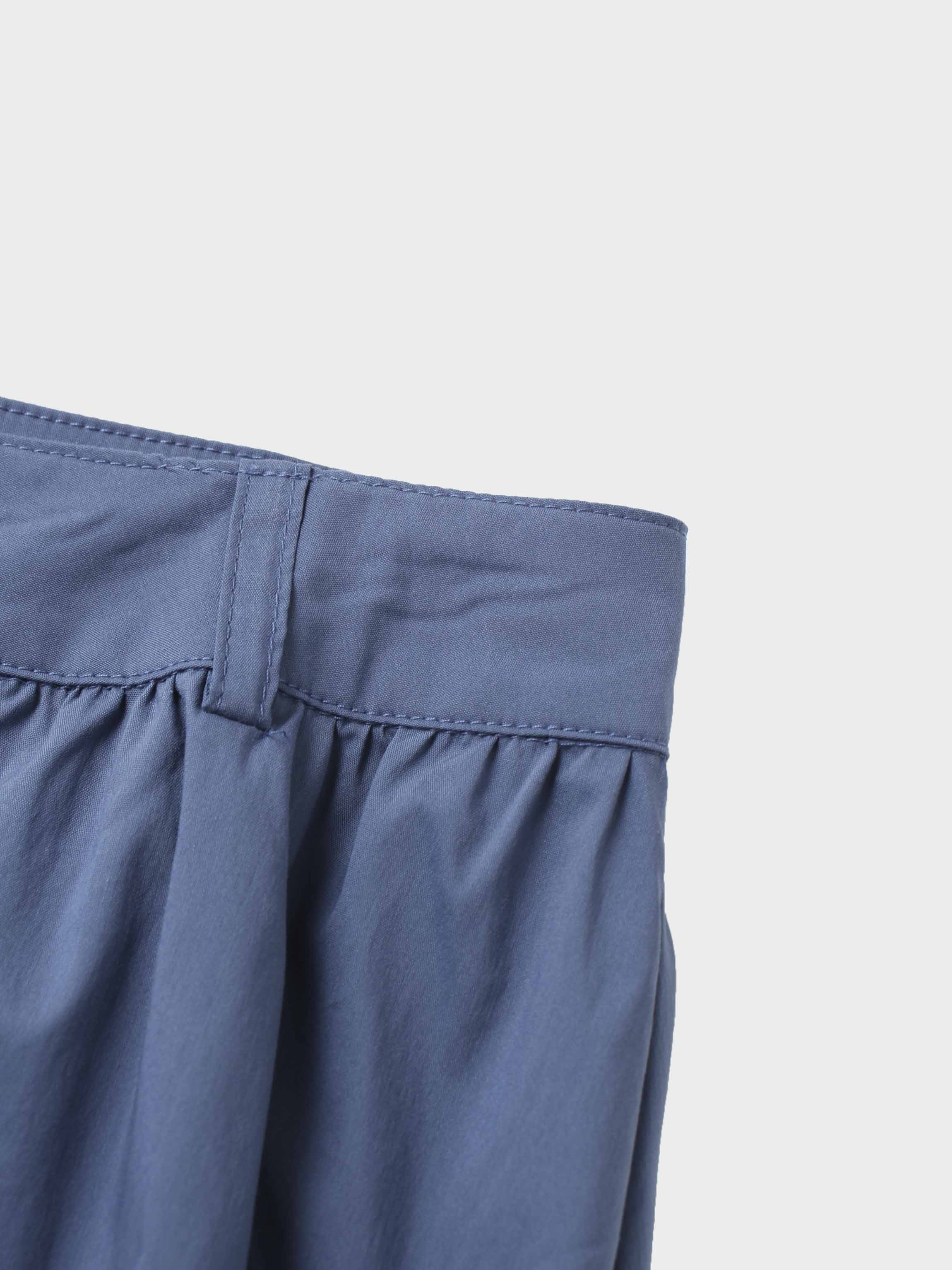 Button Down Cotton Blend Skirt-Denim Blue