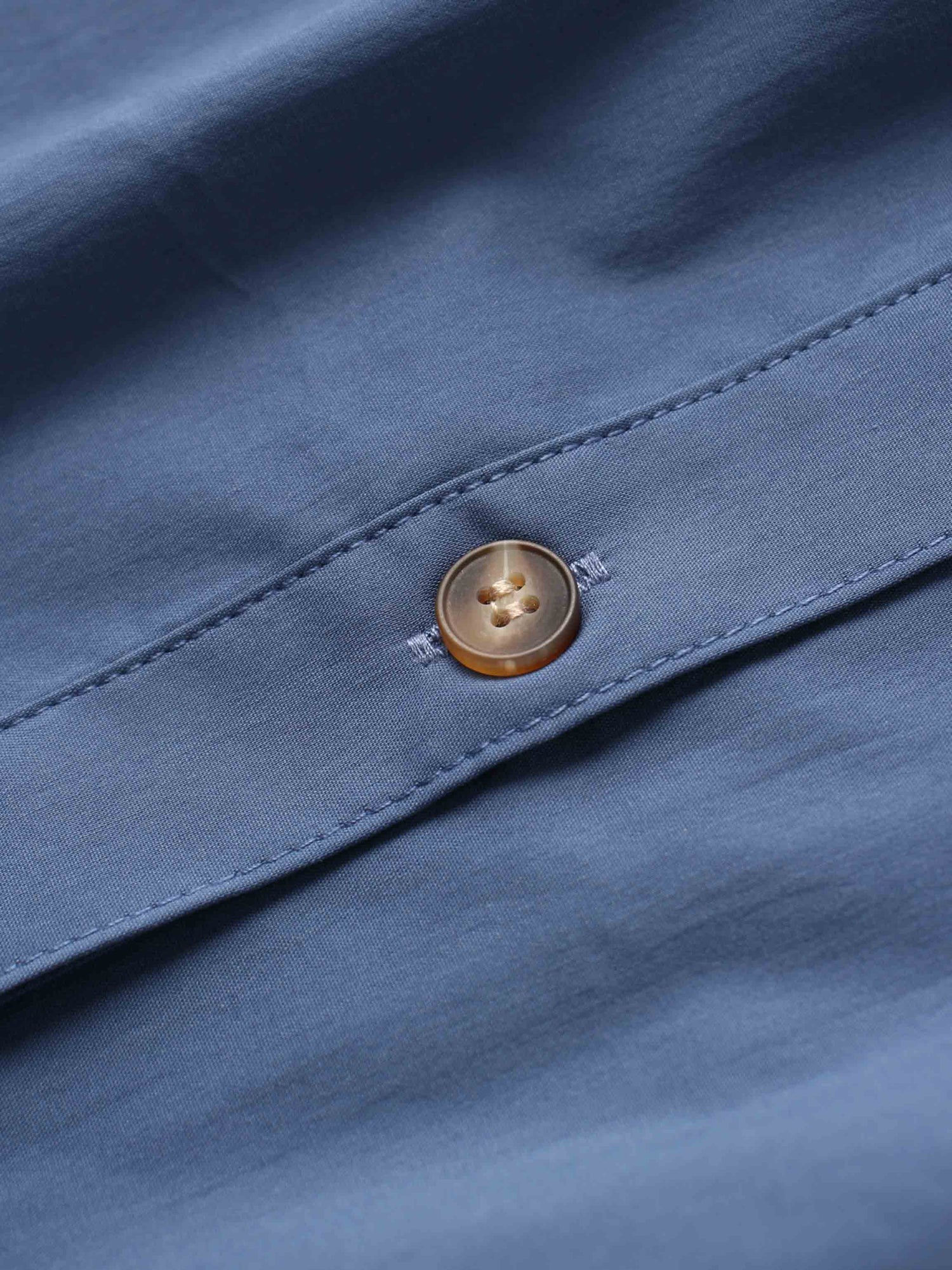 Button Down Cotton Blend Skirt-Denim Blue