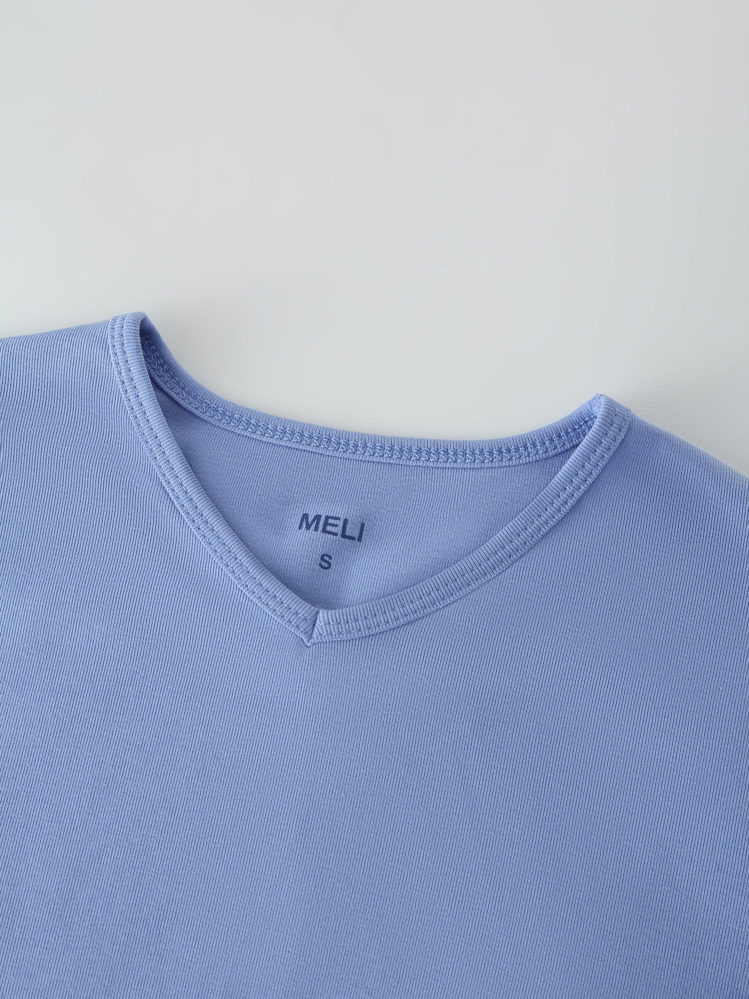 Basic High V Tee LS-Periwinkle