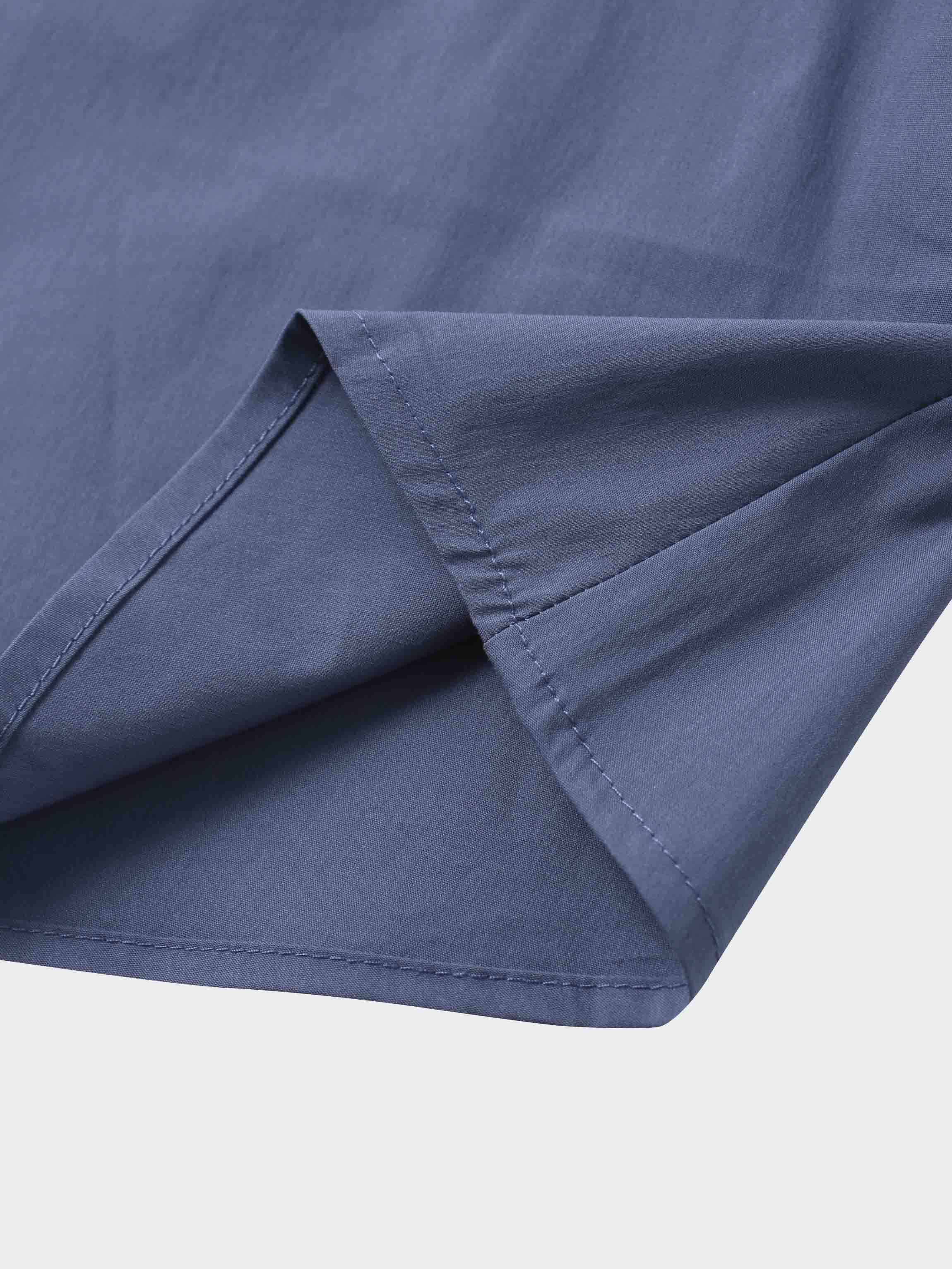 Button Down Cotton Blend Skirt-Denim Blue