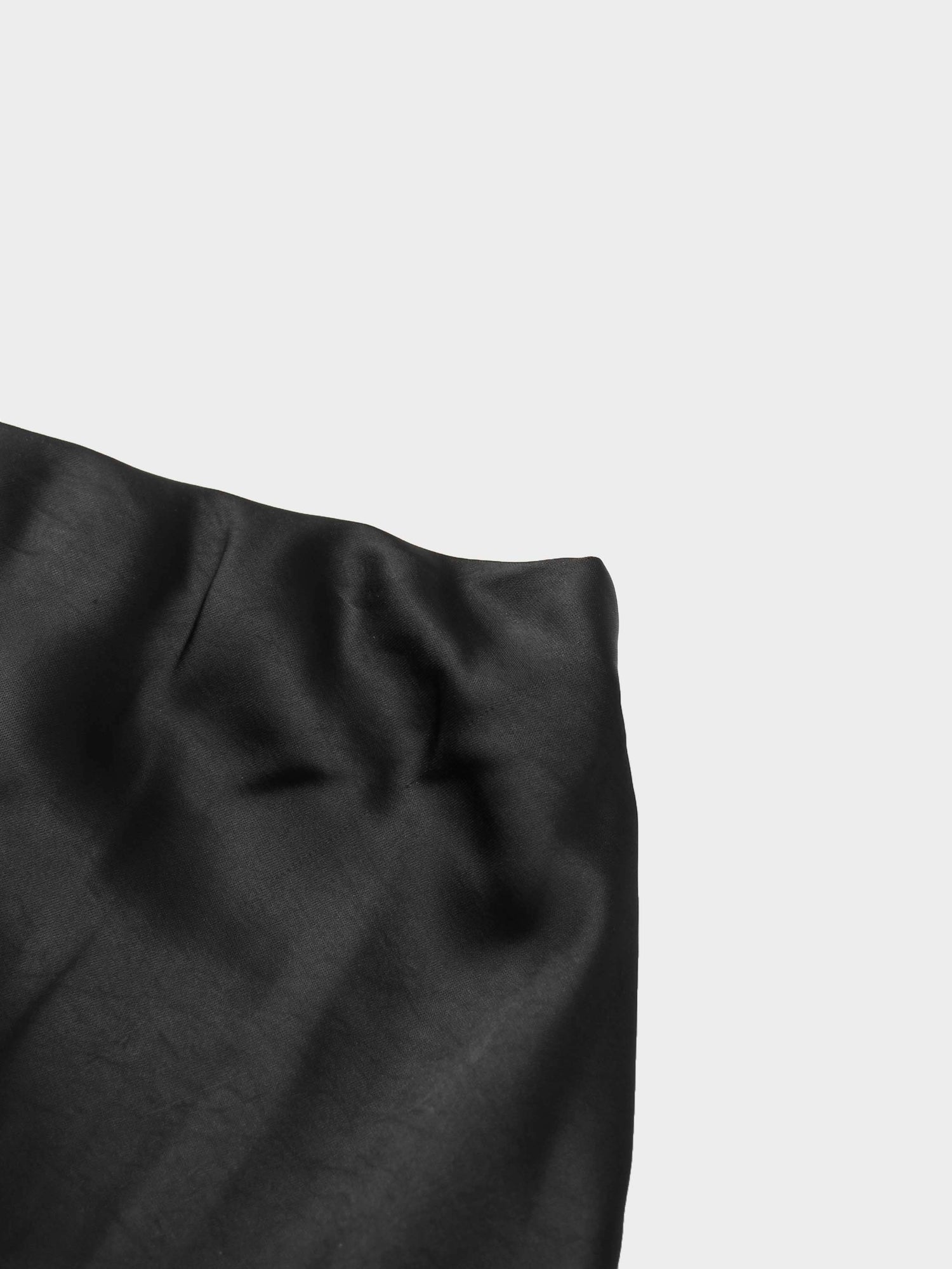 Faux Satin A-Line Skirt-Black