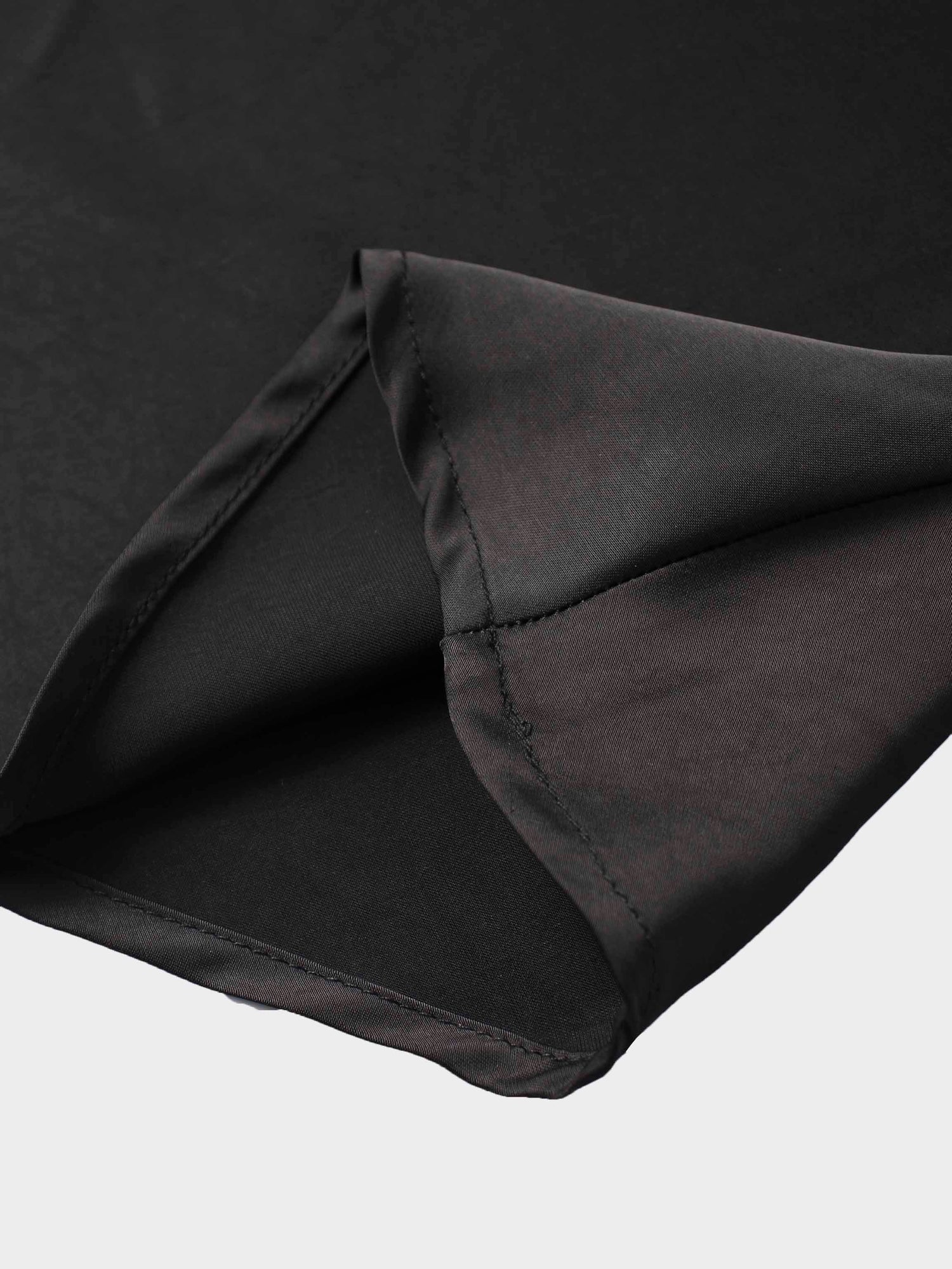 Faux Satin A-Line Skirt-Black