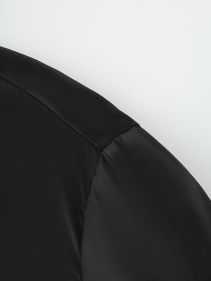 Oversized Satin Blouse-Black
