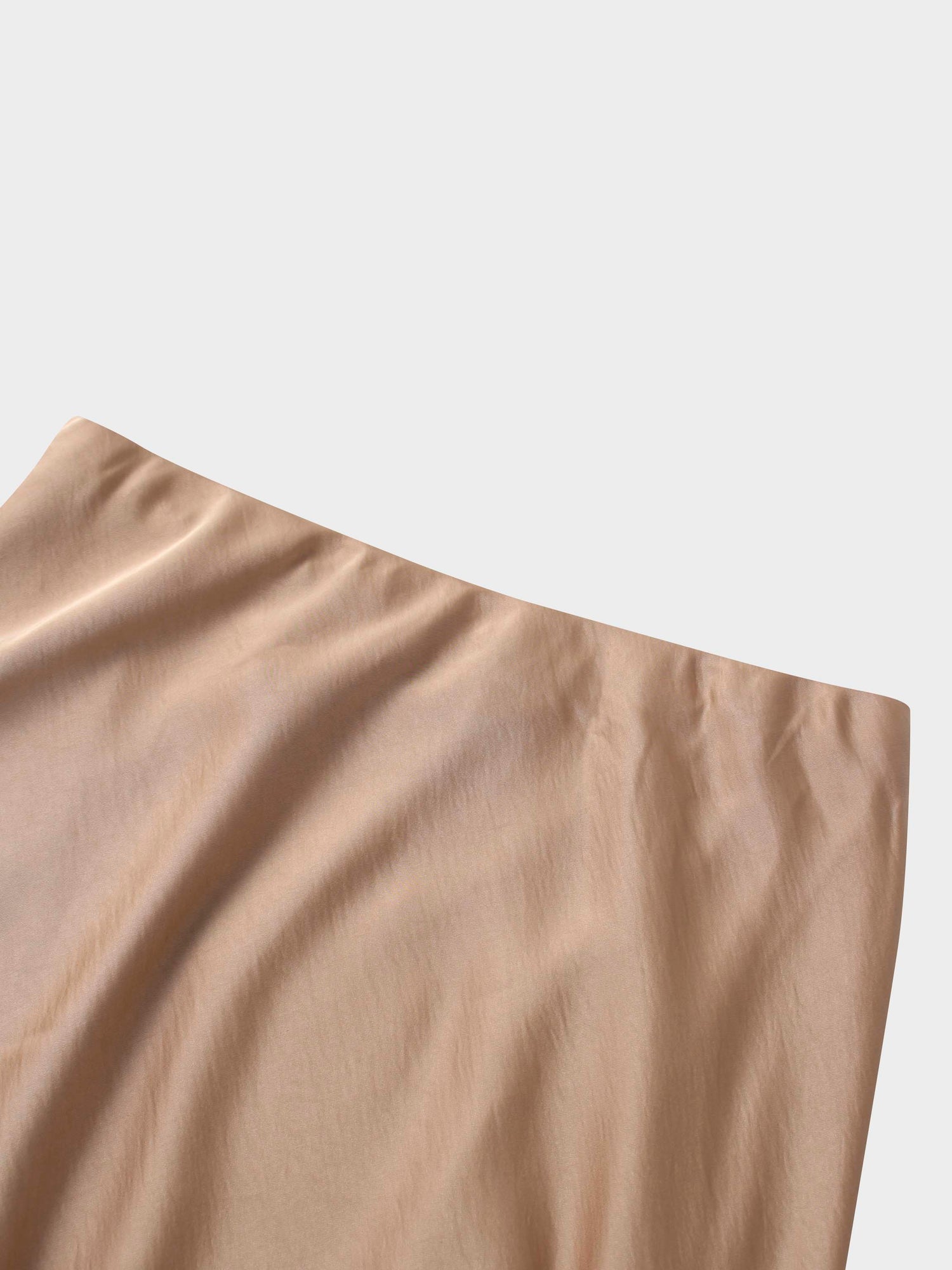 Faux Satin A-Line Skirt-Taupe