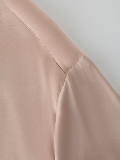 Oversized Satin Blouse-Ceramic