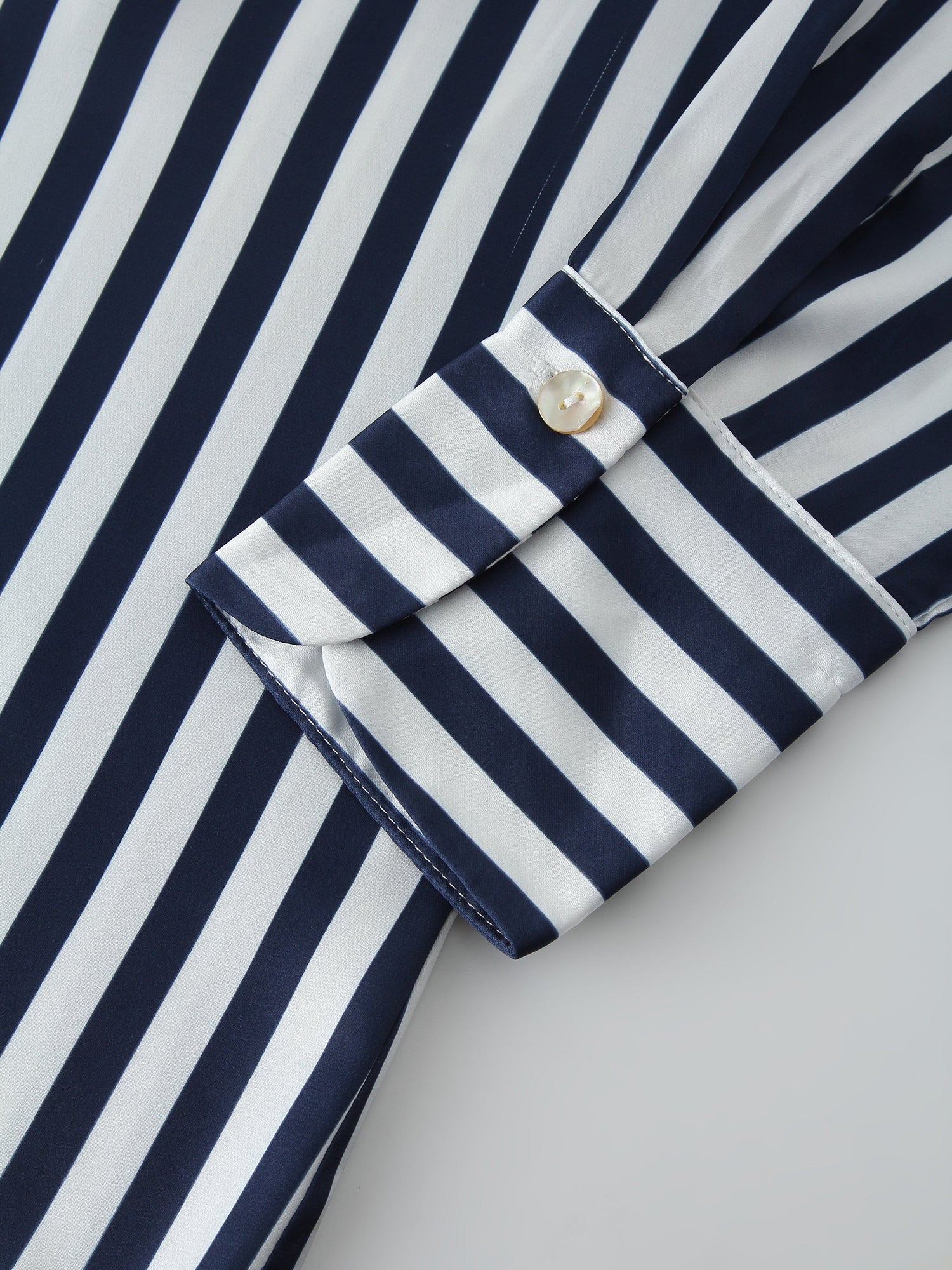 Oversized Satin Blouse-White/Navy