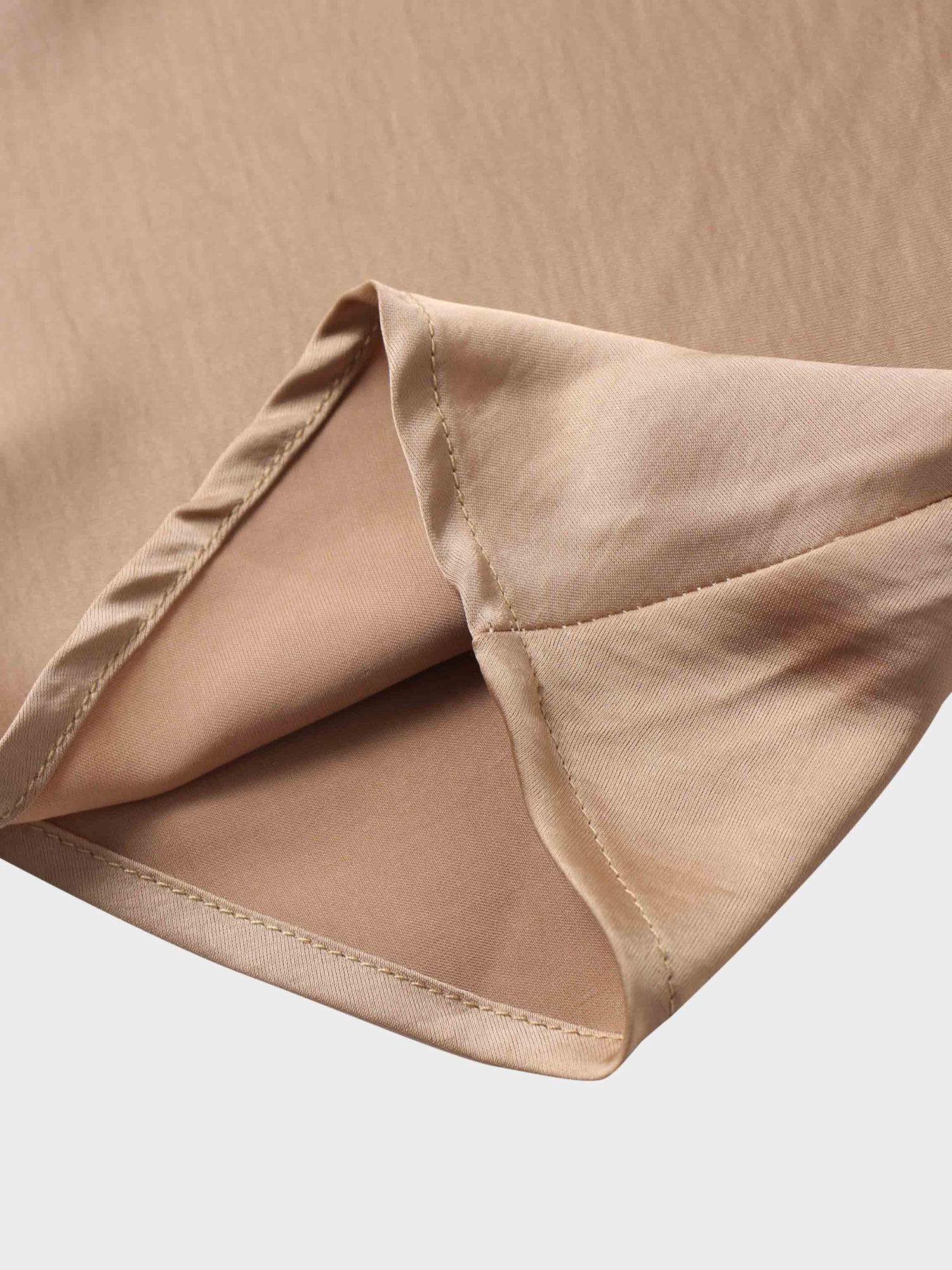 Faux Satin A-Line Skirt-Taupe