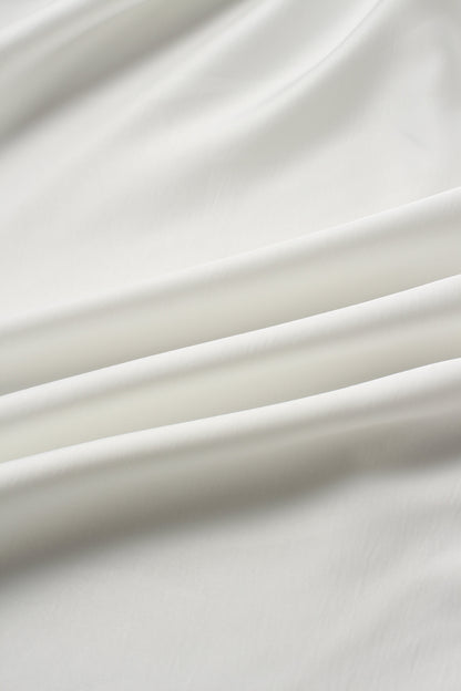 Faux Satin A-Line Skirt-White