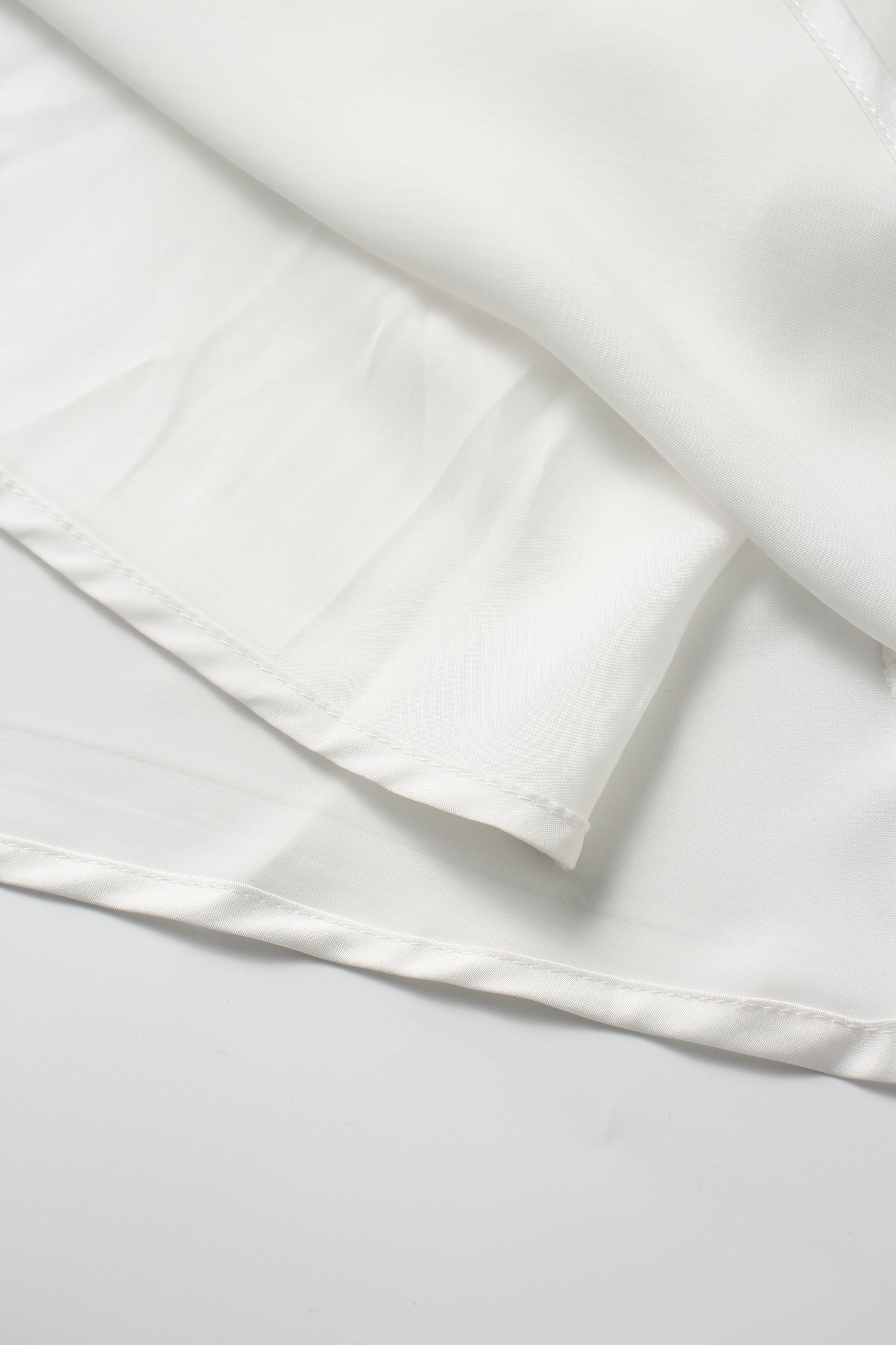 Faux Satin A-Line Skirt-White